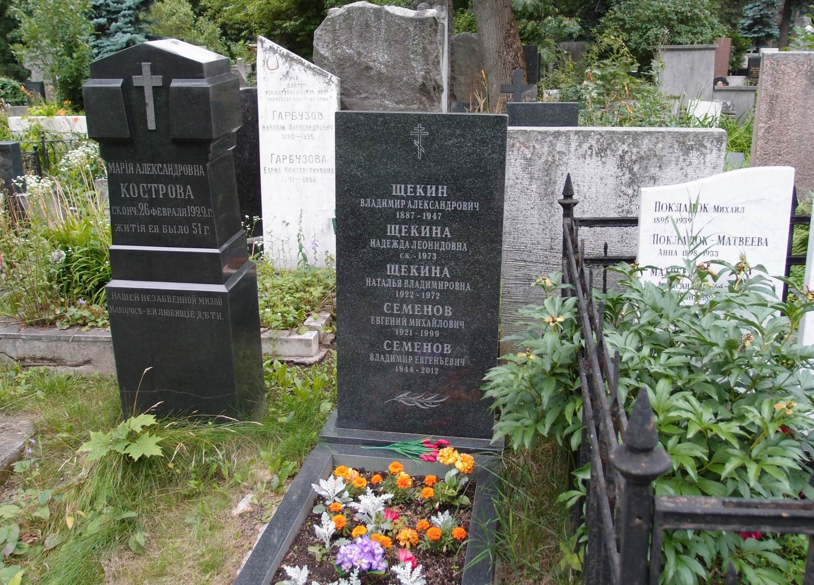 Памятник на могиле Щекина В.А. (1887–1947), на Новодевичьем кладбище (1–27–6).