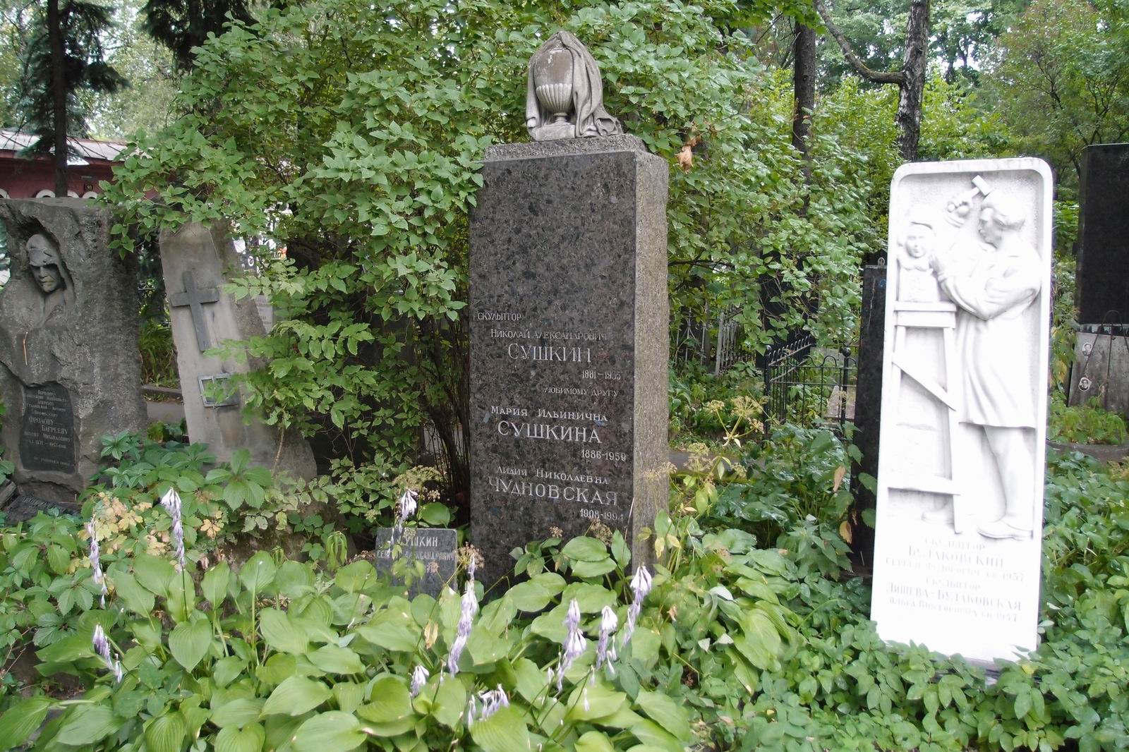 Памятник на могиле Сушкина Н.А. (1881–1935), на Новодевичьем кладбище (2–35–17).