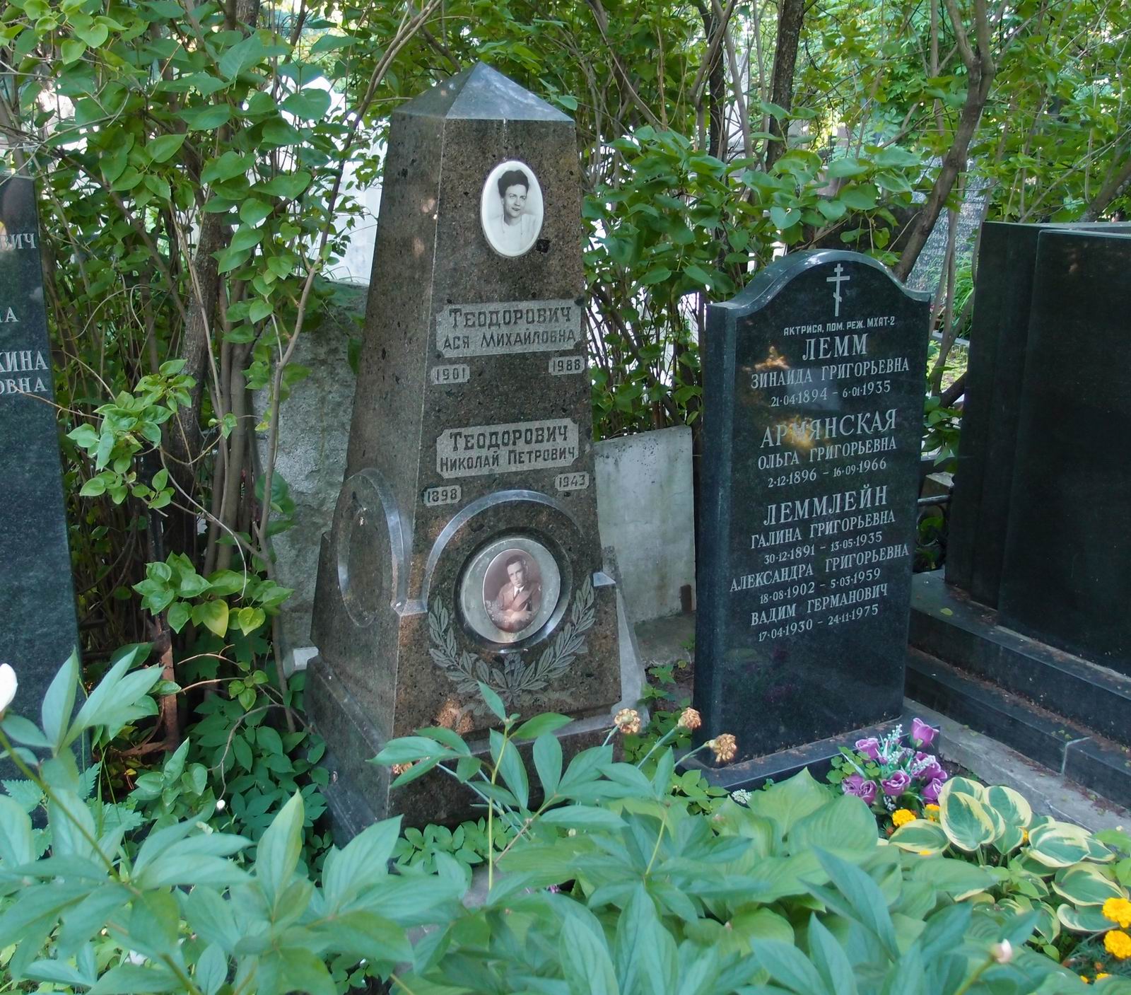 Памятник на могиле Теодоровича Н.П. (1898–1943), на Новодевичьем кладбище (2–15–2).