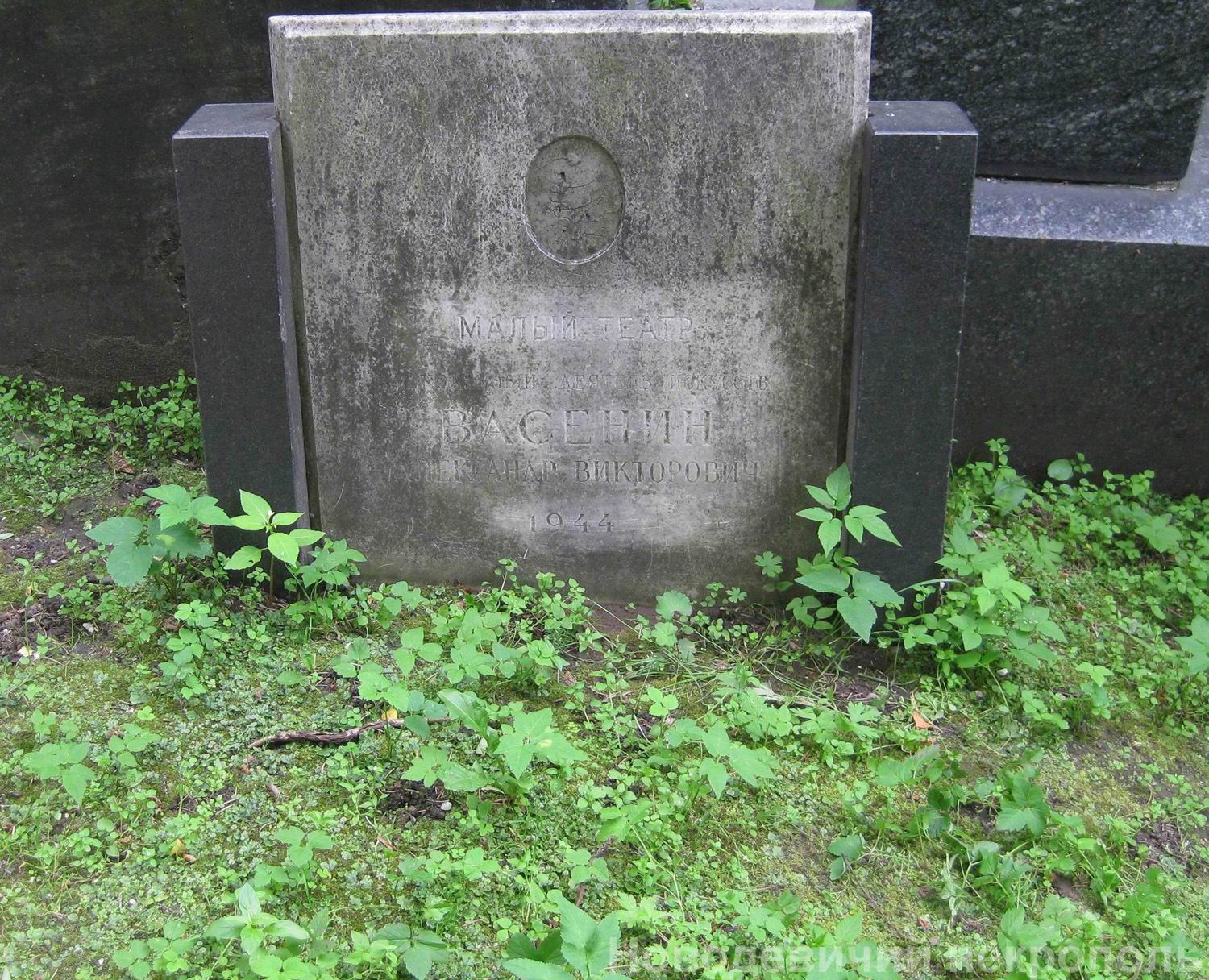 Памятник на могиле Васенина А.В. (1874–1944), на Новодевичьем кладбище (2–8–26).