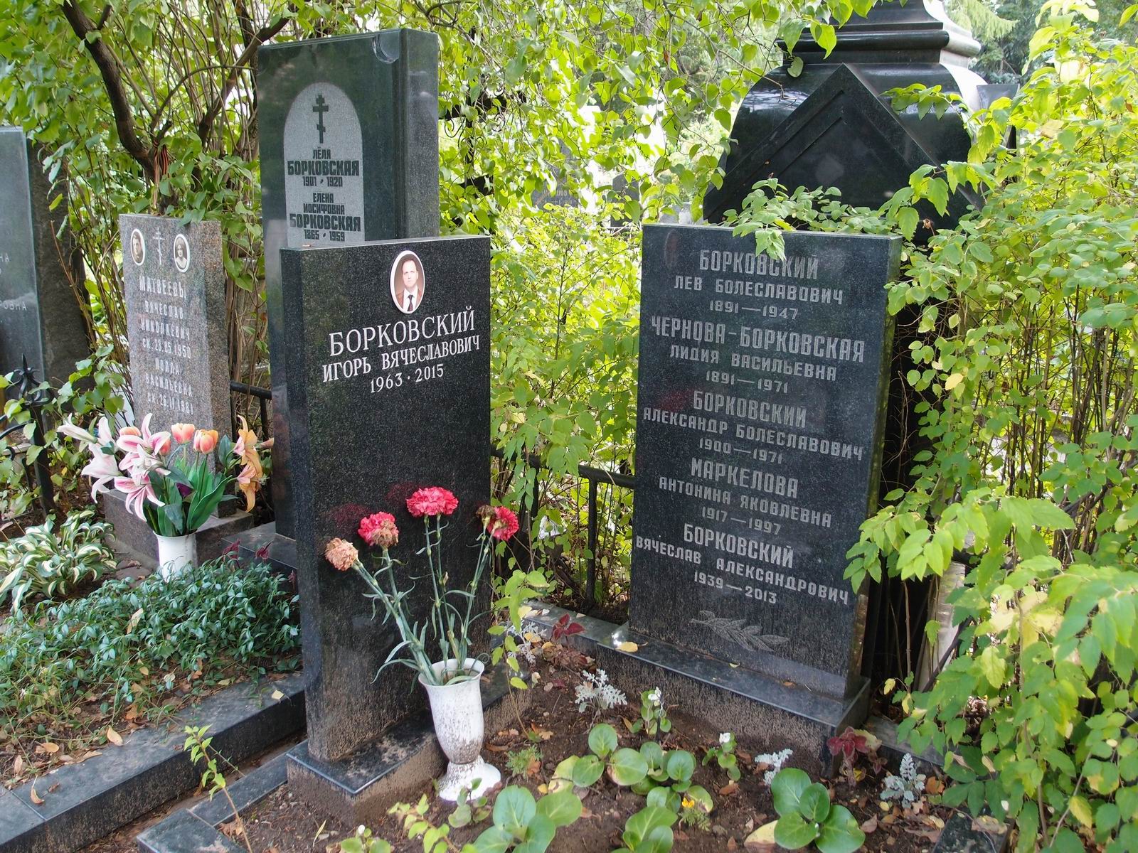 Памятник на могиле Борковского Л.Б. (1891–1947), на Новодевичьем кладбище (3–10–3).