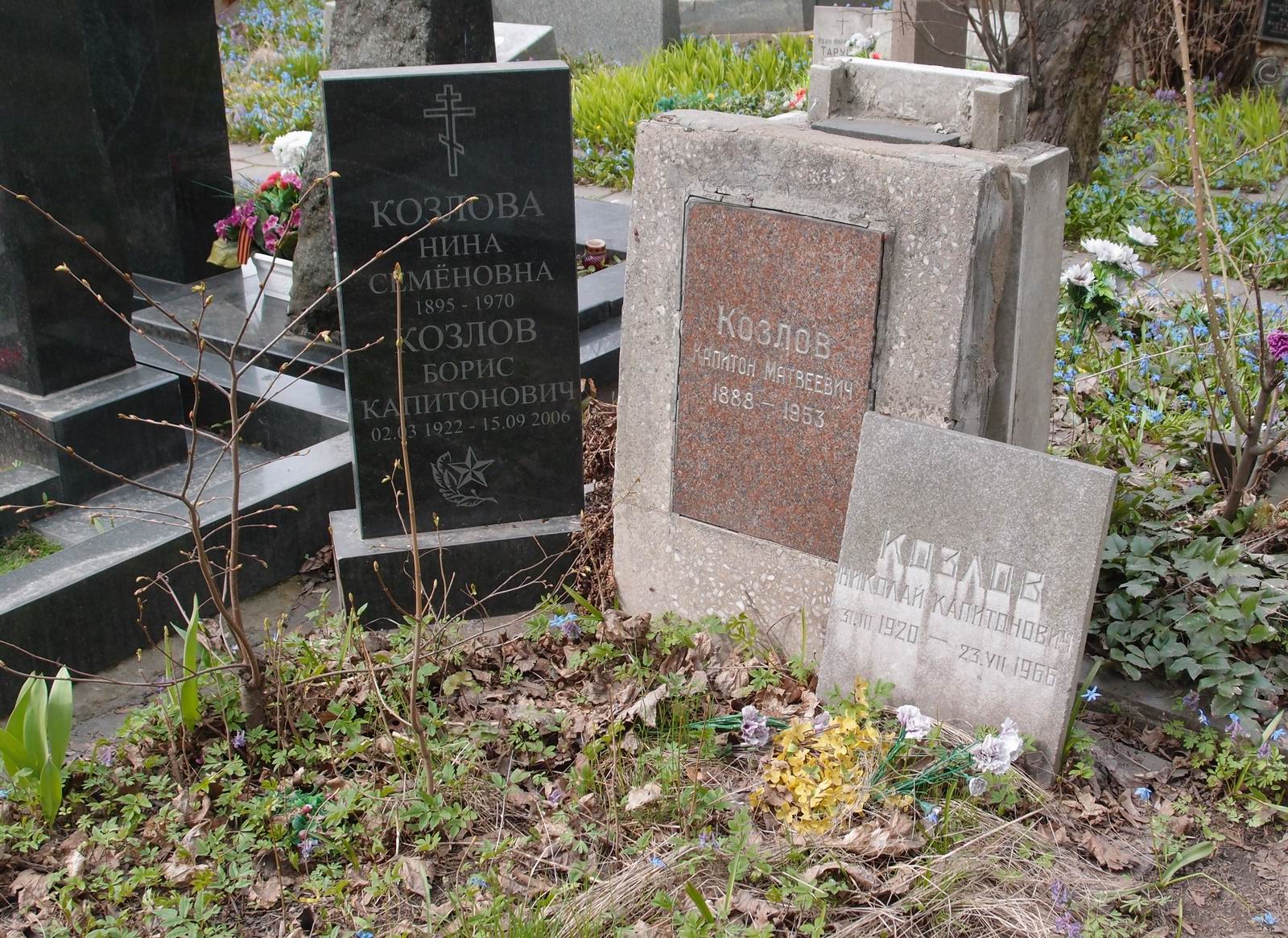 Памятник на могиле Козлова К.М. (1888–1953), на Новодевичьем кладбище (3–55–6).