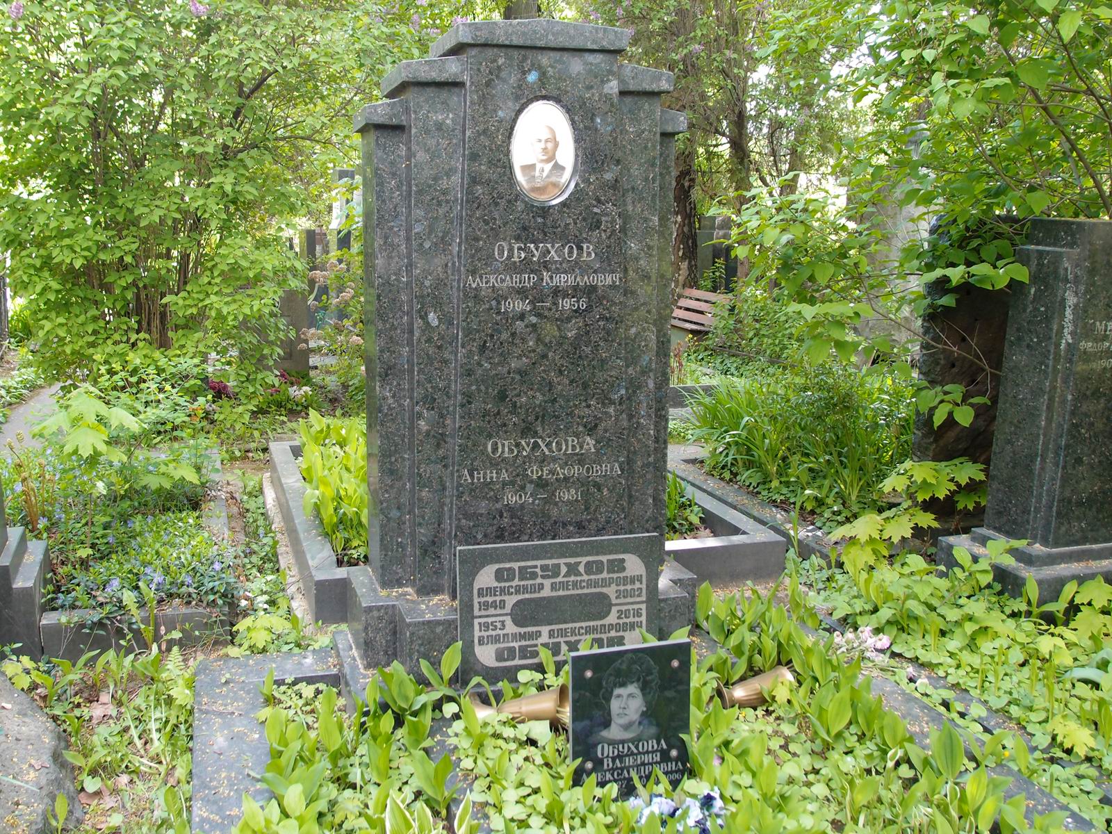 Памятник на могиле Обухова А.К. (1904–1956), на Новодевичьем кладбище (3–62–47).