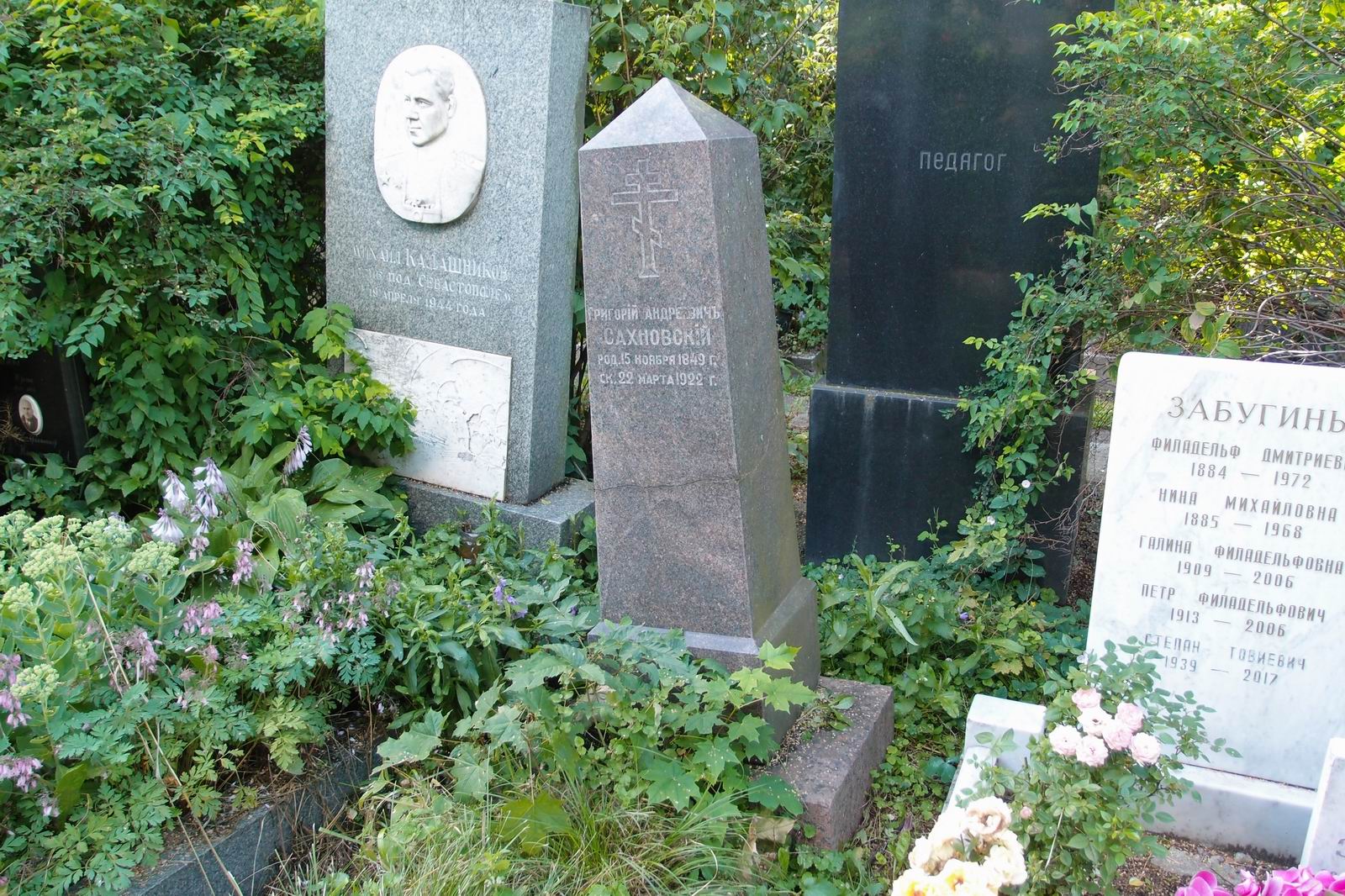 Памятник на могиле Сахновского Г.А. (1849–1922), на Новодевичьем кладбище (3–5–5).