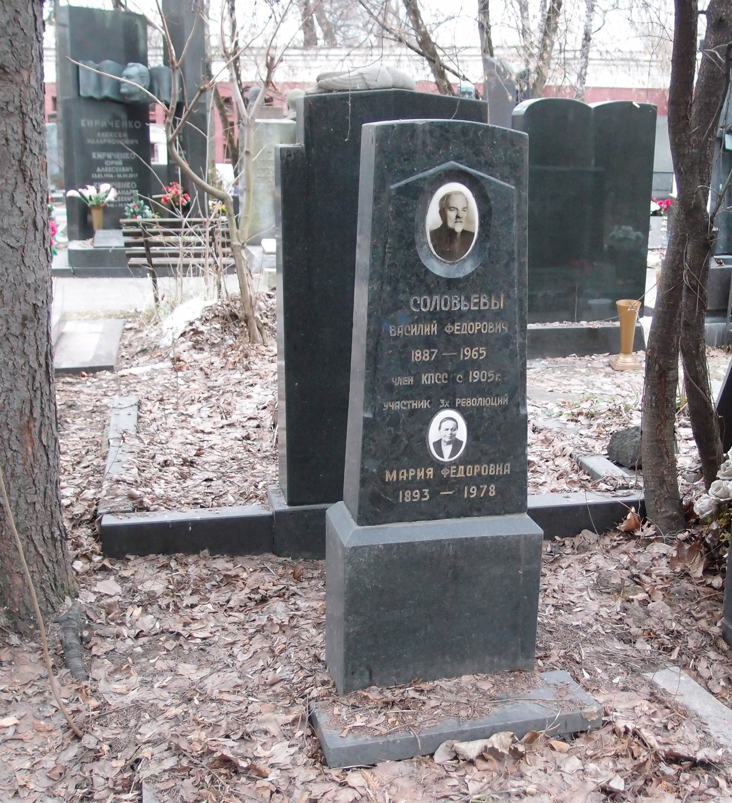 Памятник на могиле Соловьёва В.Ф. (1887–1965), на Новодевичьем кладбище (3–57–10).