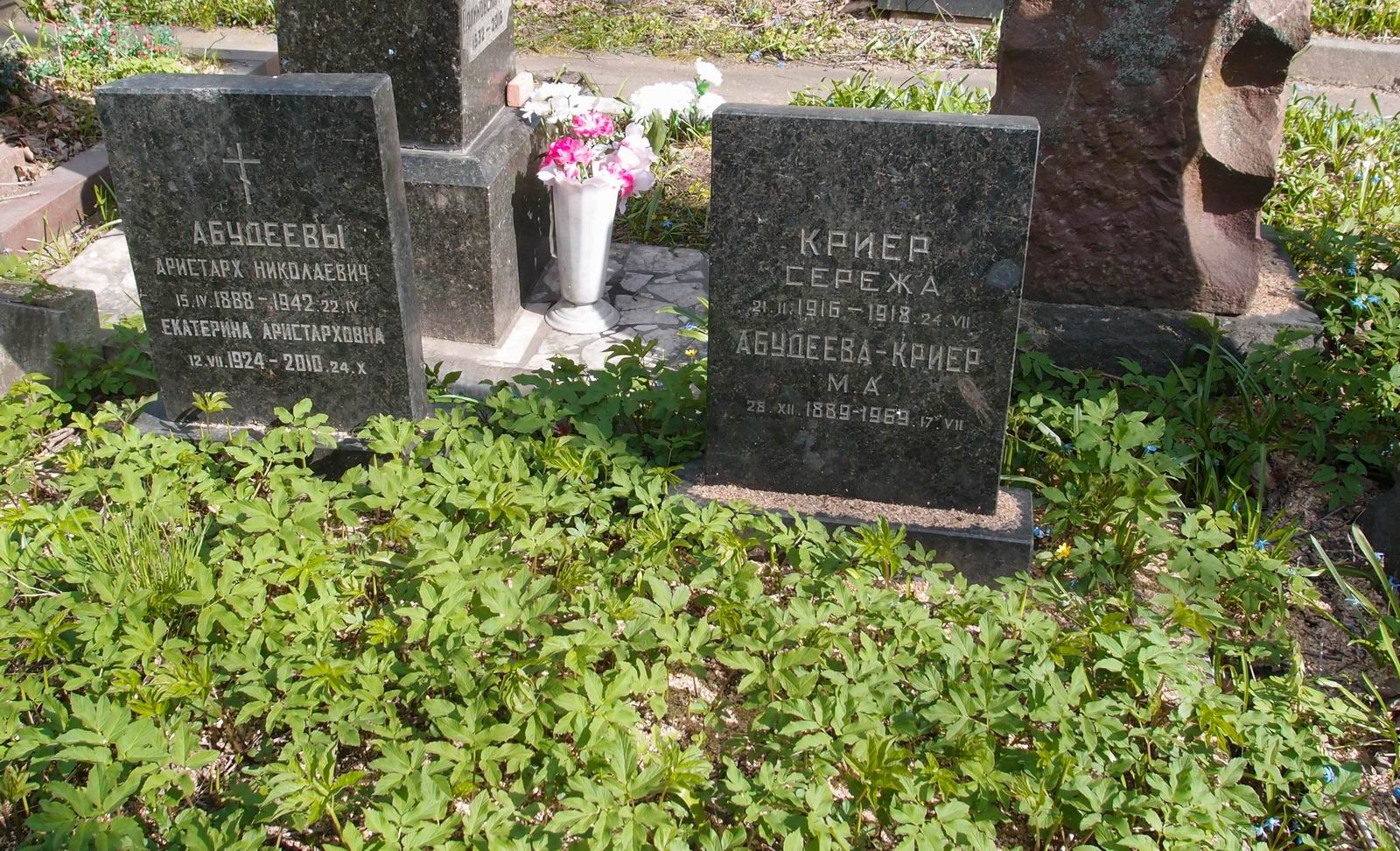 Памятник на могиле Абудеева А.Н. (1888–1942), на Новодевичьем кладбище (4–59–11).