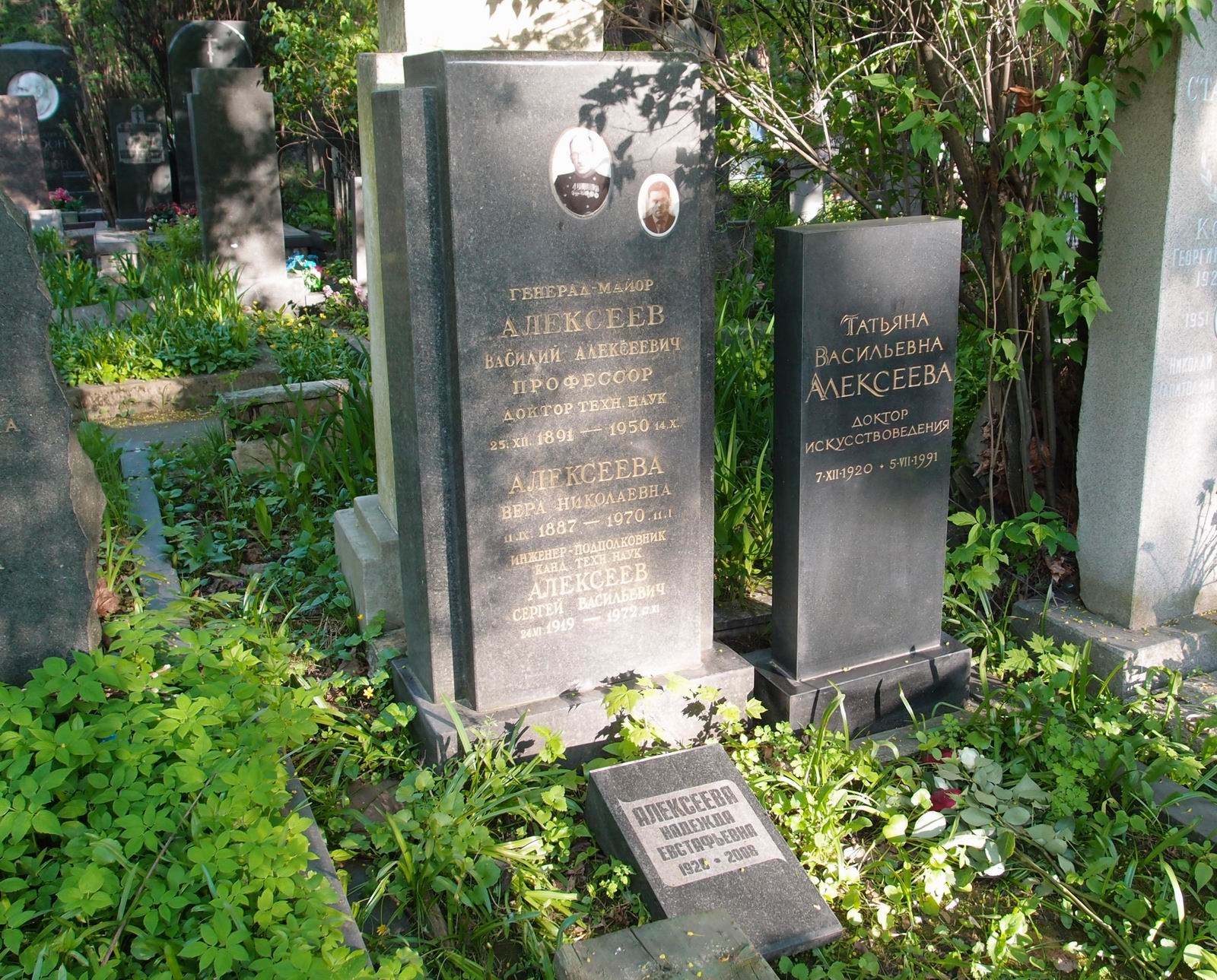 Памятник на могиле Алексеева В.А. (1891–1950), на Новодевичьем кладбище (4–57–7).