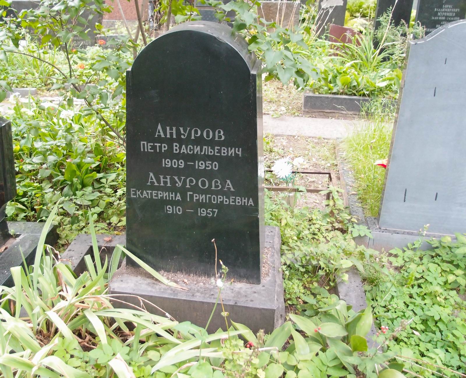 Памятник на могиле Анурова П.В. (1909–1950), на Новодевичьем кладбище (4–51–25).
