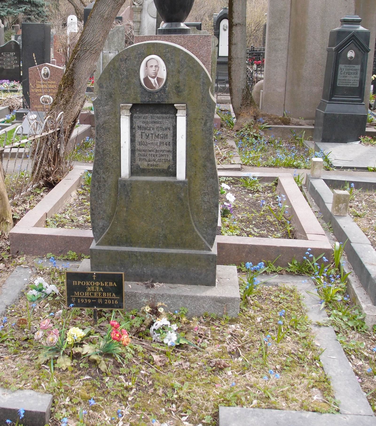 Памятник на могиле Гутмана М.И. (1903–1944), на Новодевичьем кладбище (4–8–14).