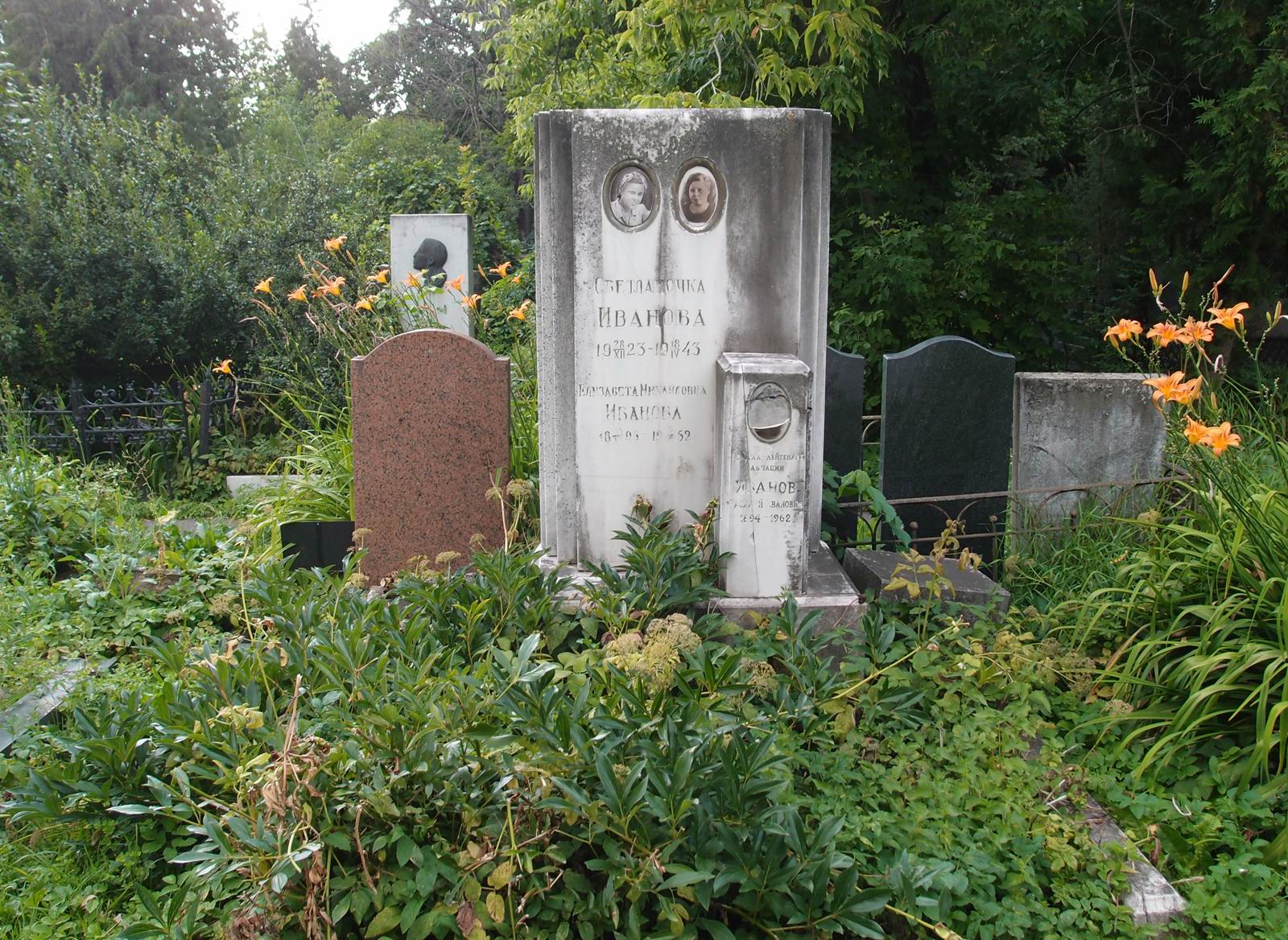 Памятник на могиле Иванова В.И. (1894–1962), на Новодевичьем кладбище (4–1–3).