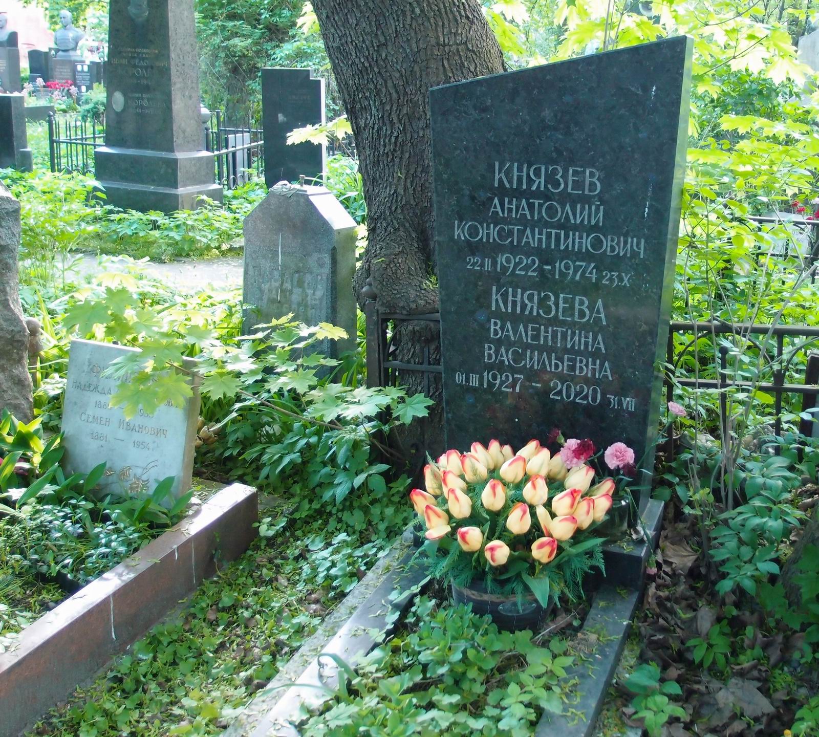 Памятник на могиле Князева А.К. (1922–1974), на Новодевичьем кладбище (4–20–10).