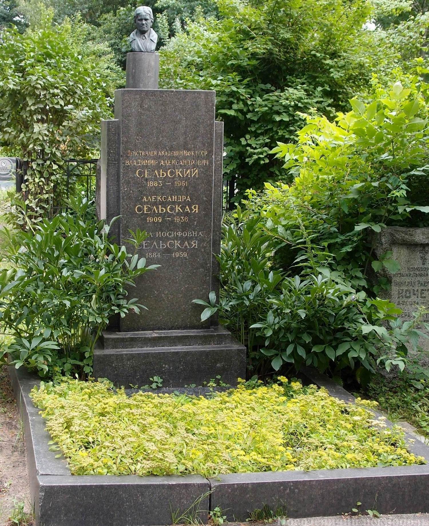 Памятник на могиле Сельского В.А. (1883–1951), на Новодевичьем кладбище (4–35–1).