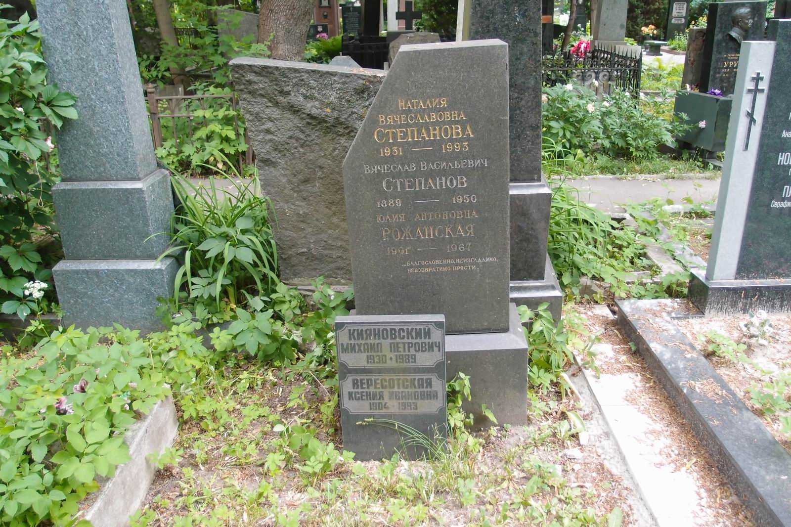 Памятник на могиле Степанова В.В. (1889–1950), на Новодевичьем кладбище (4–23–8).