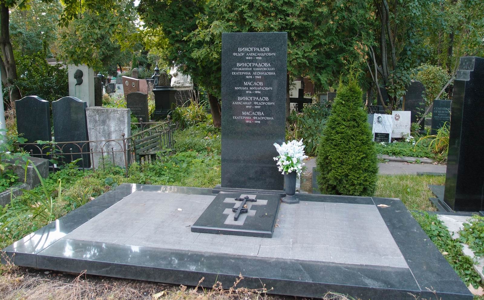Памятник на могиле Виноградова Ф.А. (1880–1955), на Новодевичьем кладбище (4–1–2).