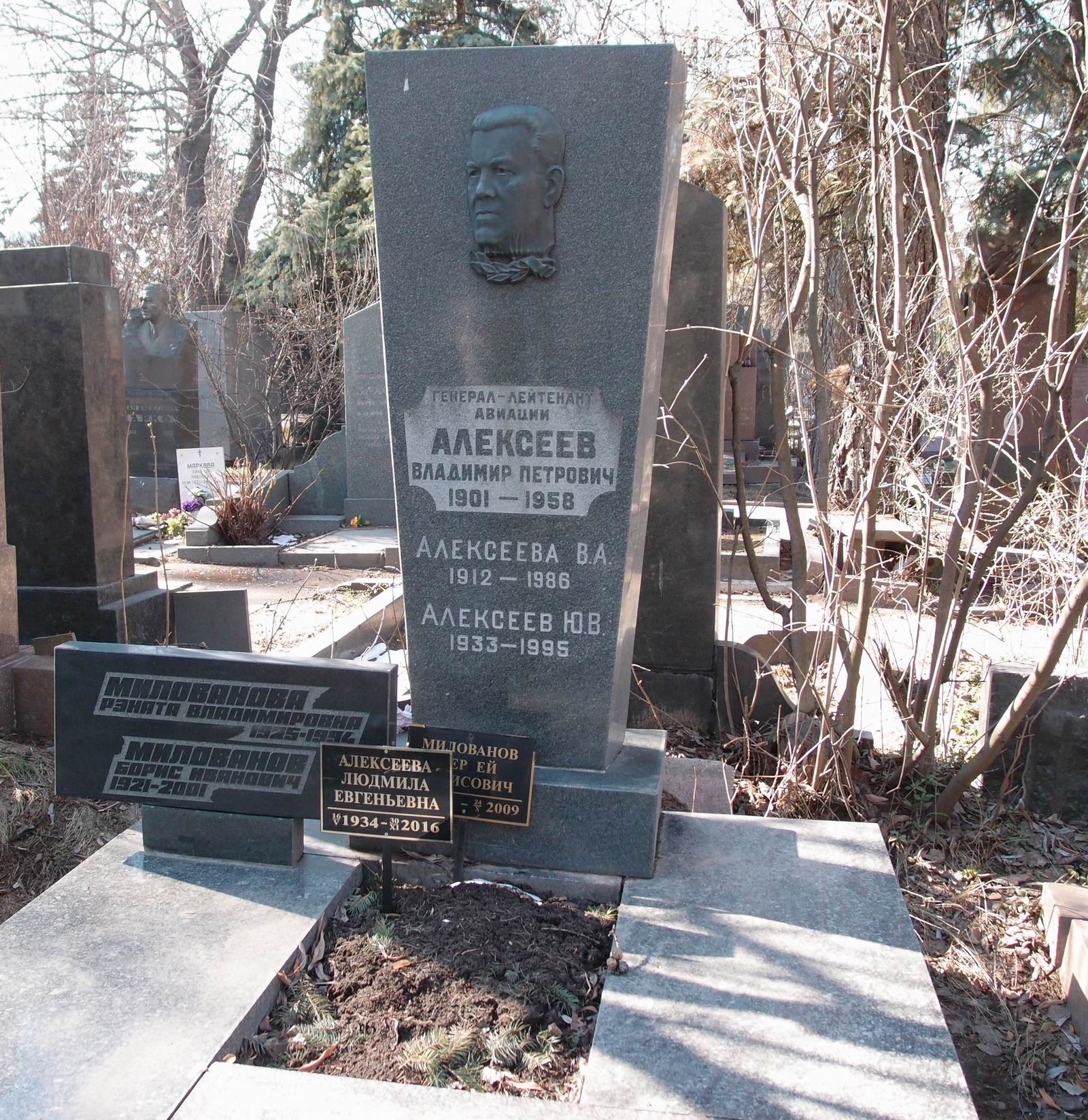 Памятник на могиле Алексеева В.П. (1901–1958), на Новодевичьем кладбище (5–28–6).
