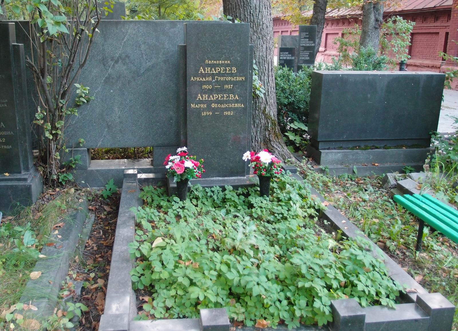 Памятник на могиле Андреева А.Г. (1900–1957), на Новодевичьем кладбище (5–7–3).