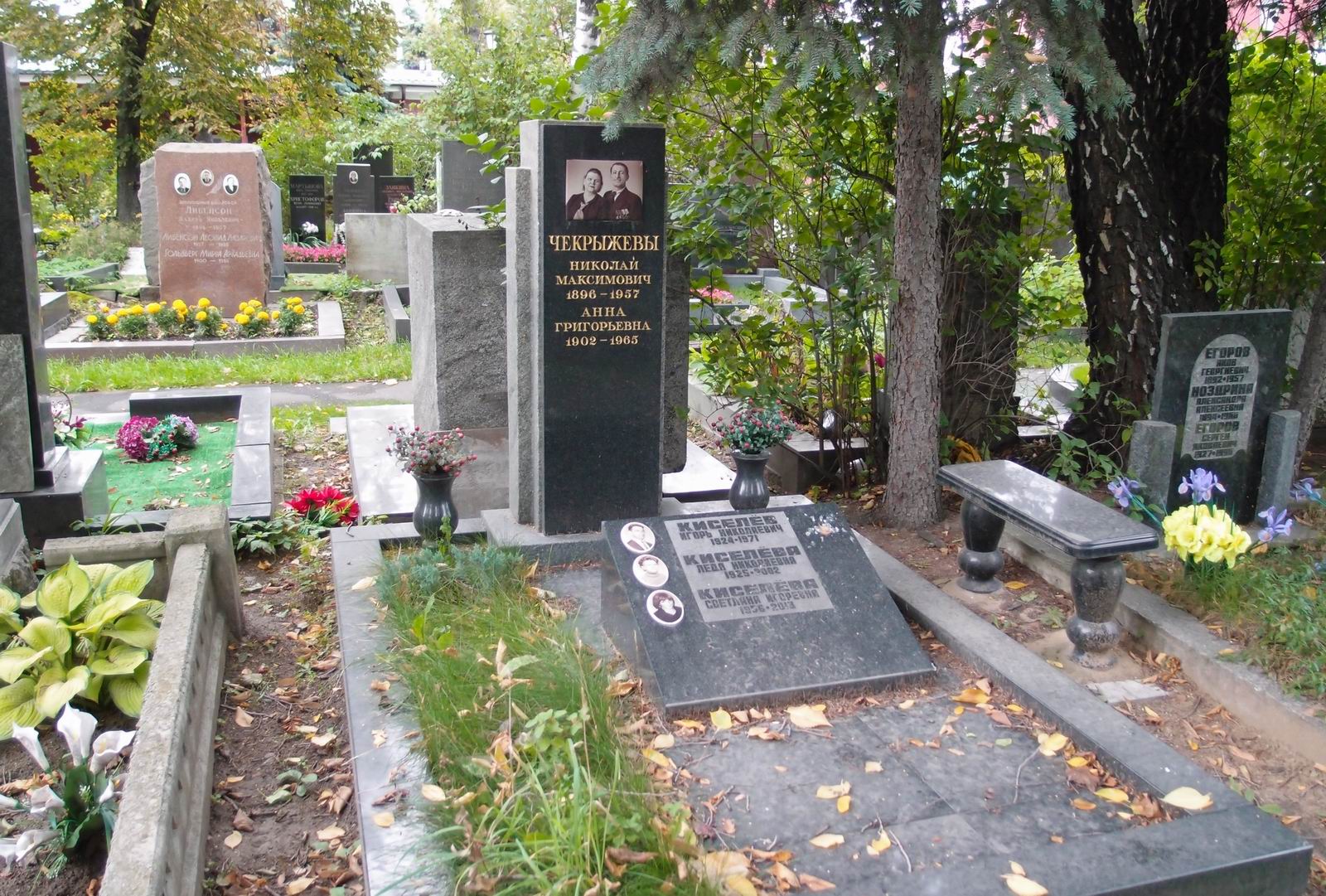 Памятник на могиле Чекрыжева Н.М. (1896–1957), на Новодевичьем кладбище (5–6–4).