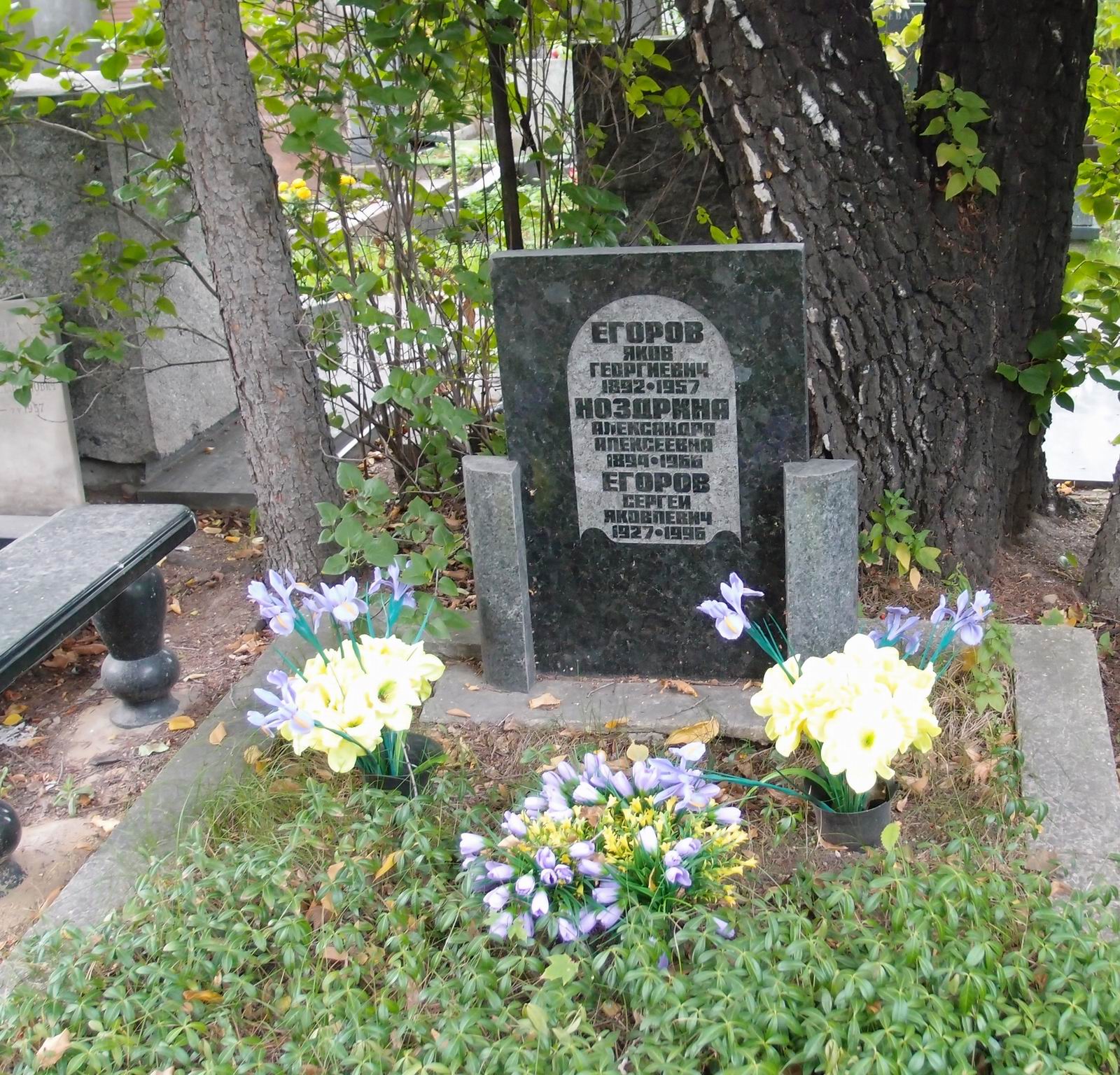 Памятник на могиле Егорова Я.Г. (1892–1957), на Новодевичьем кладбище (5–6–5).