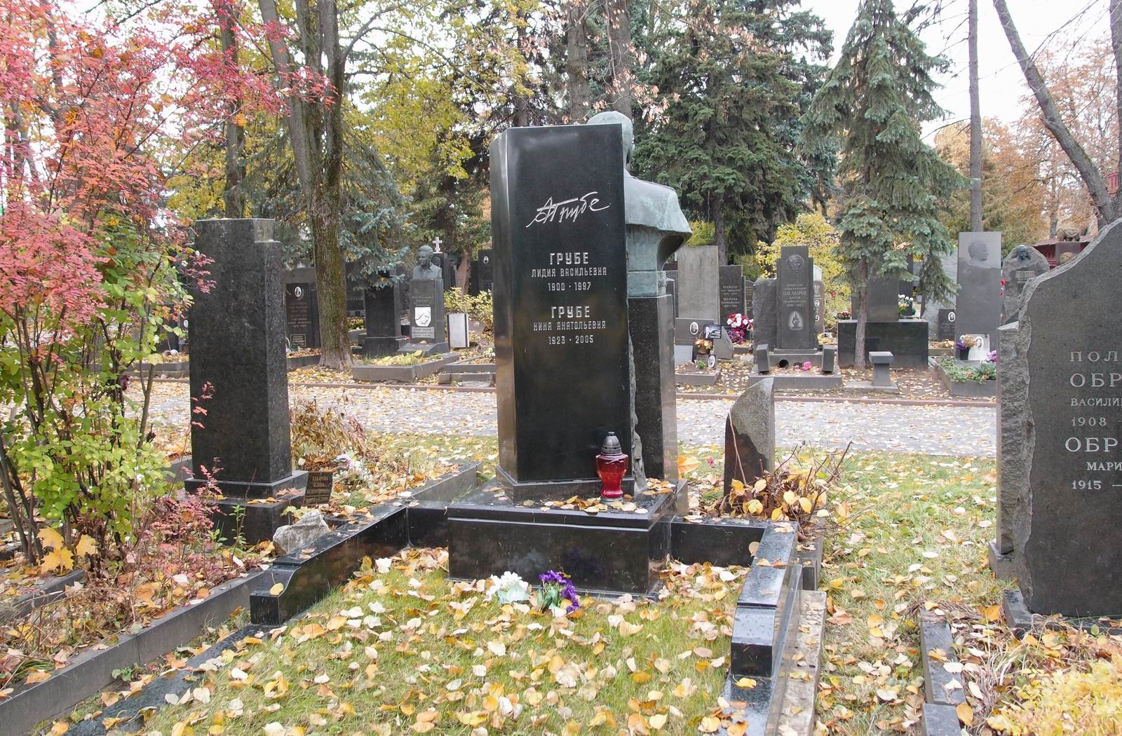 Памятник на могиле Грубе А.А. (1893–1959), на Новодевичьем кладбище (5–37–4).