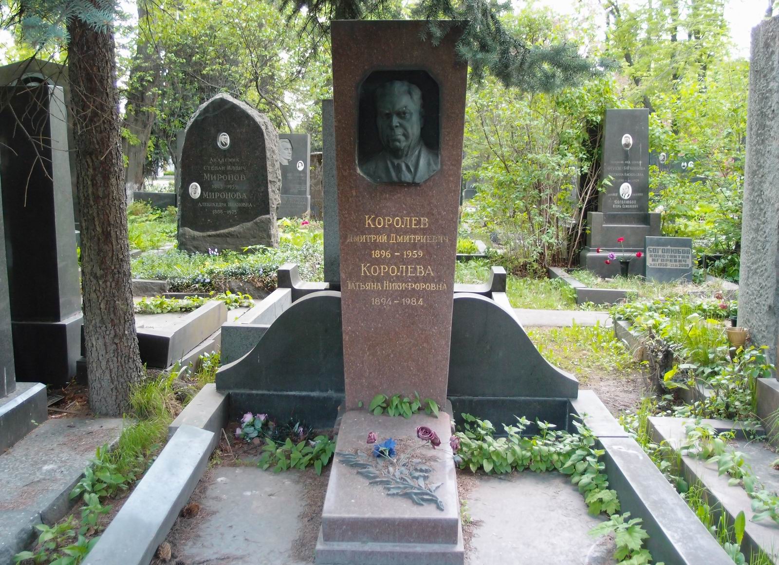 Памятник на могиле Королёва Д.Д. (1896–1959), на Новодевичьем кладбище (5–31–7).