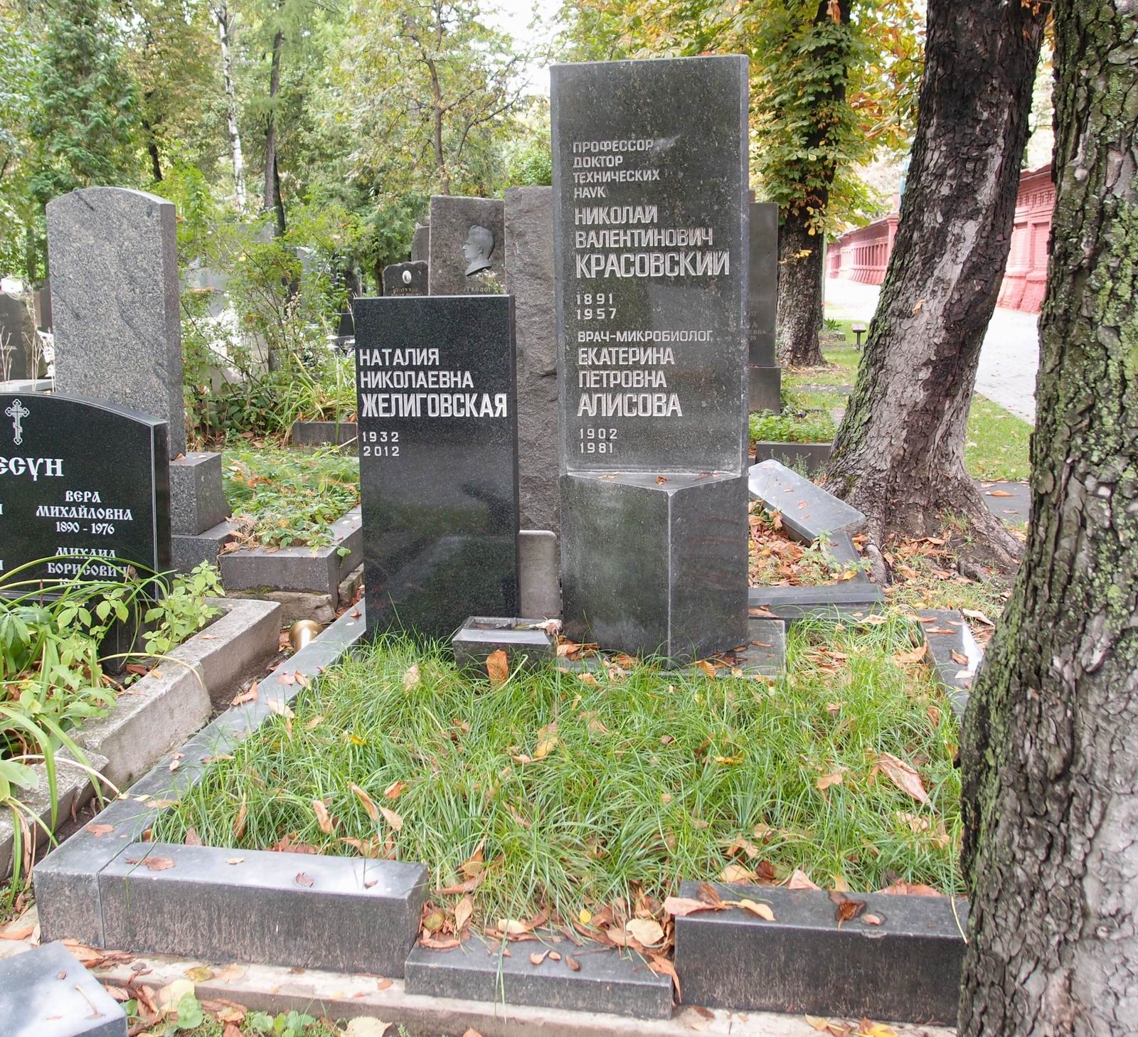 Памятник на могиле Красовского Н.В. (1891–1957), на Новодевичьем кладбище (5–9–1).