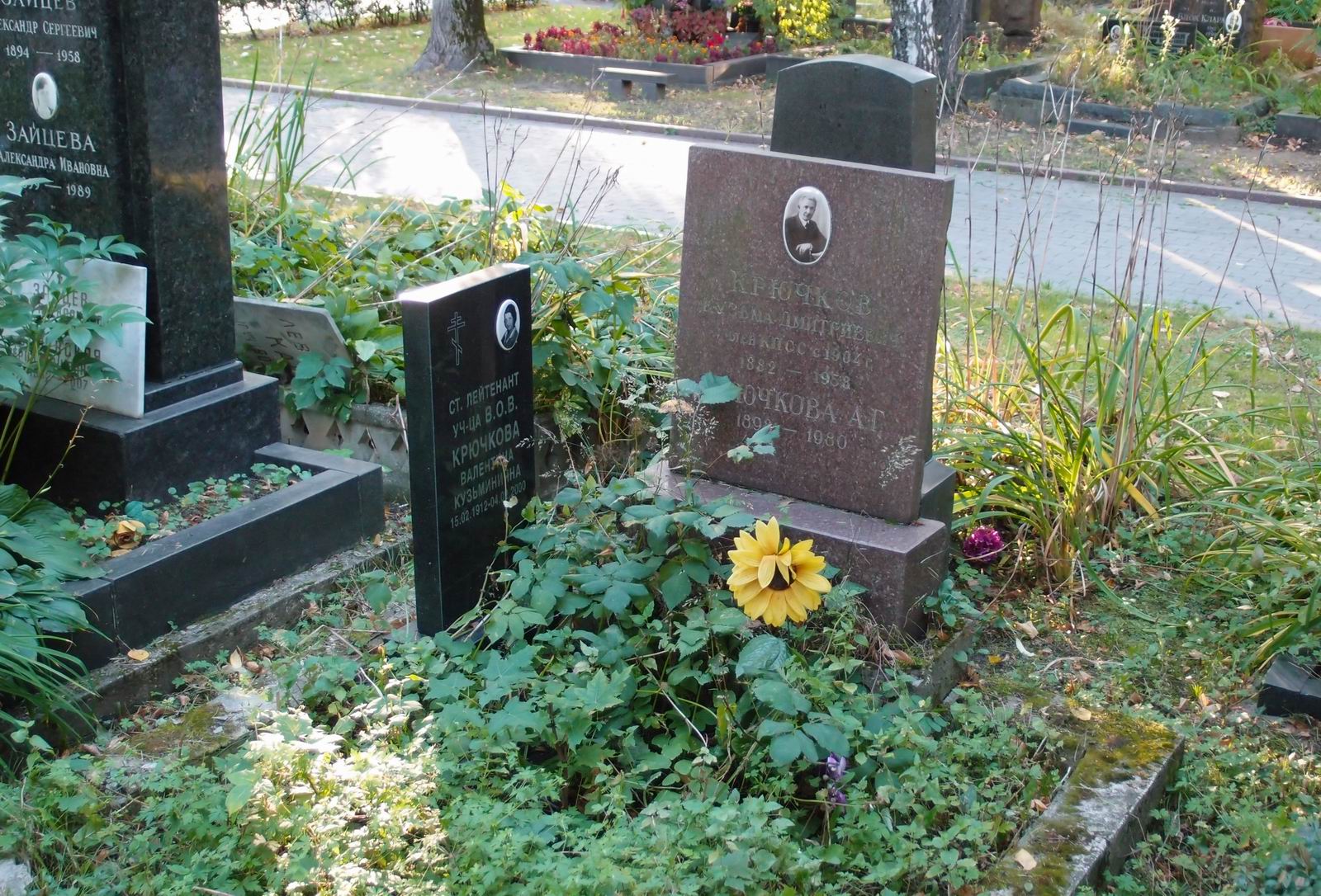 Памятник на могиле Крючкова К.Д. (1882–1958), на Новодевичьем кладбище (5–15–6).