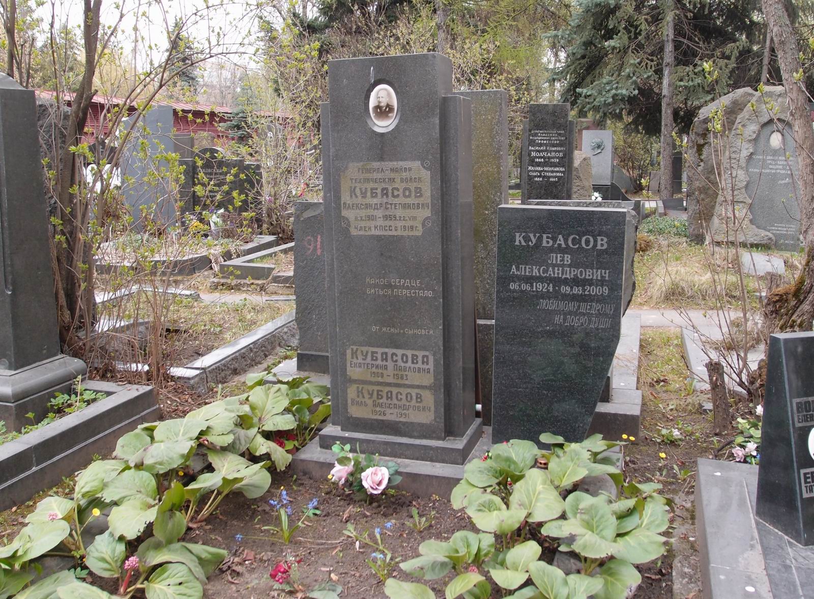 Памятник на могиле Кубасова А.С. (1901–1959), на Новодевичьем кладбище (5–36–6).
