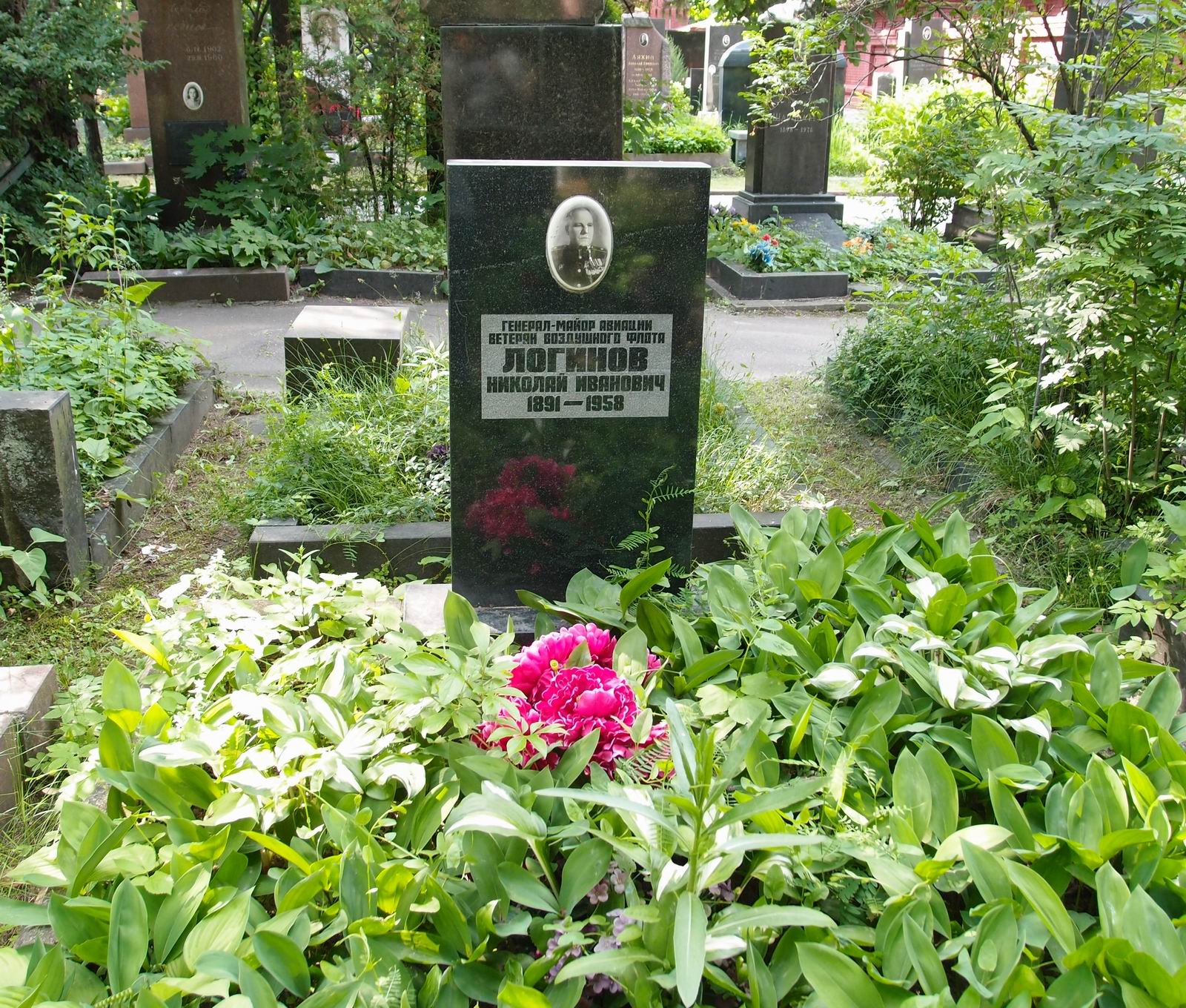 Памятник на могиле Логинова Н.И. (1891–1958), на Новодевичьем кладбище (5–28–4).