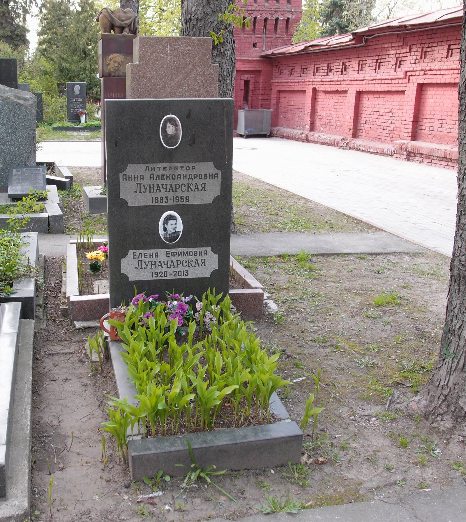Памятник на могиле Луначарской А.А. (1883–1959), на Новодевичьем кладбище (5–41–1).