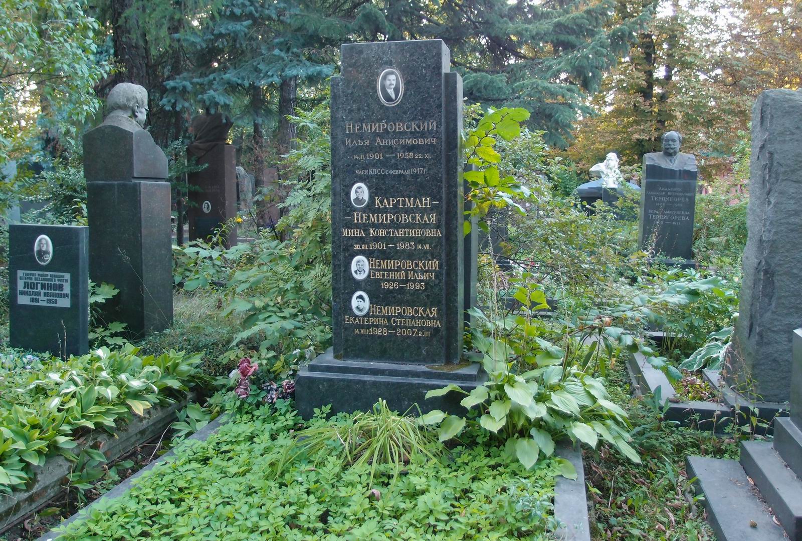 Памятник на могиле Немировского И.А. (1901–1958), на Новодевичьем кладбище (5–28–3).