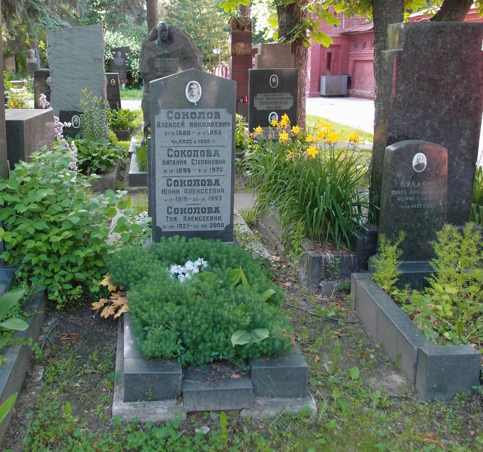 Памятник на могиле Соколова А.Н. (1889–1958), на Новодевичьем кладбище (5–39–2).