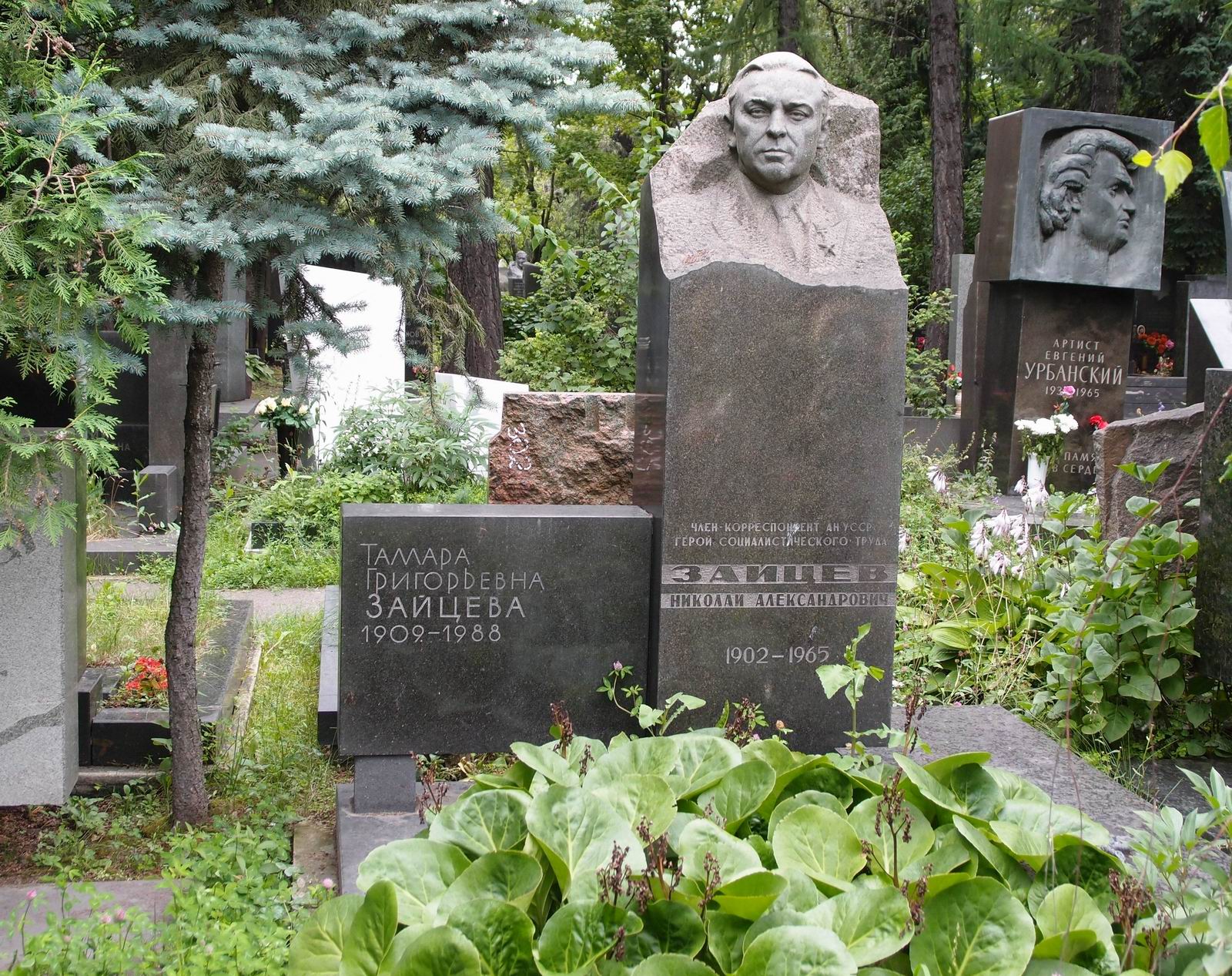 Памятник на могиле Зайцева Н.А. (1902–1965), на Новодевичьем кладбище (6–23–12).