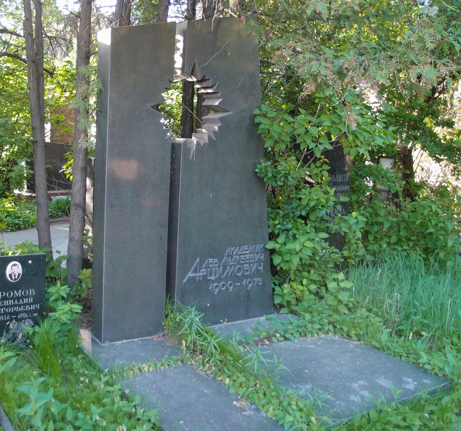 Памятник на могиле Арцимовича Л.А. (1909–1973), на Новодевичьем кладбище (7–3–25).