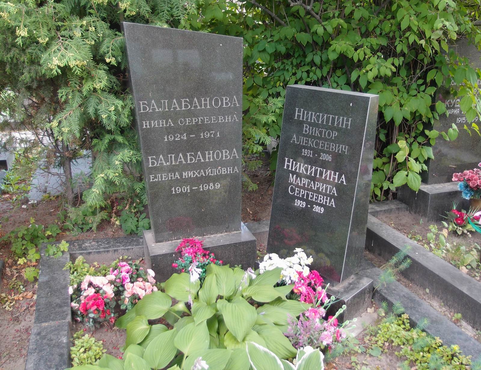 Памятник на могиле Балабановой Н.С. (1924–1971), на Новодевичьем кладбище (7–18–8).
