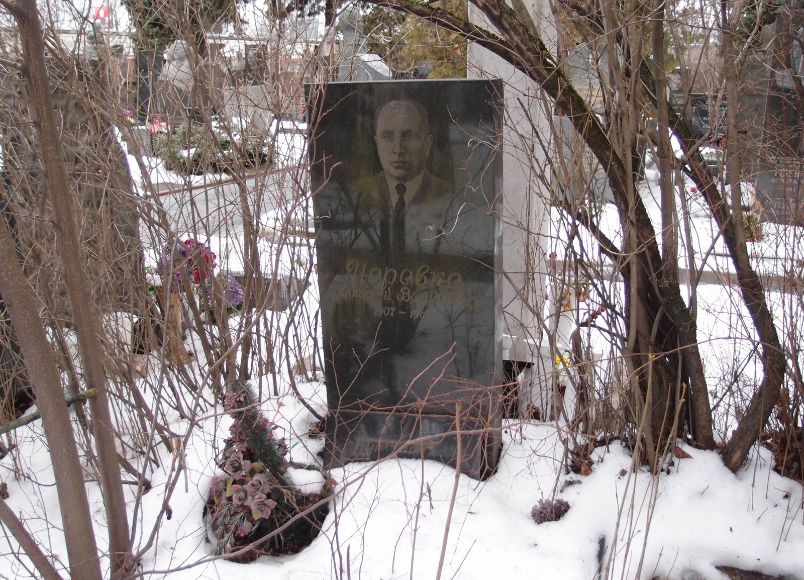 Памятник на могиле Черевко П.В. (1907–1969), на Новодевичьем кладбище (7–7–10).