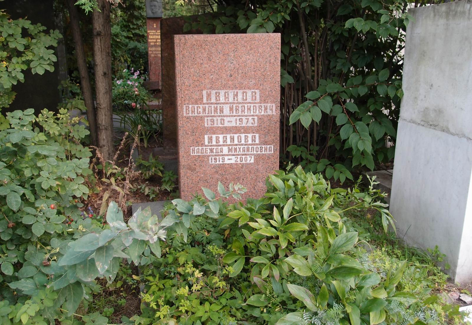 Памятник на могиле Иванова В.И. (1910–1973), на Новодевичьем кладбище (7–6–19).