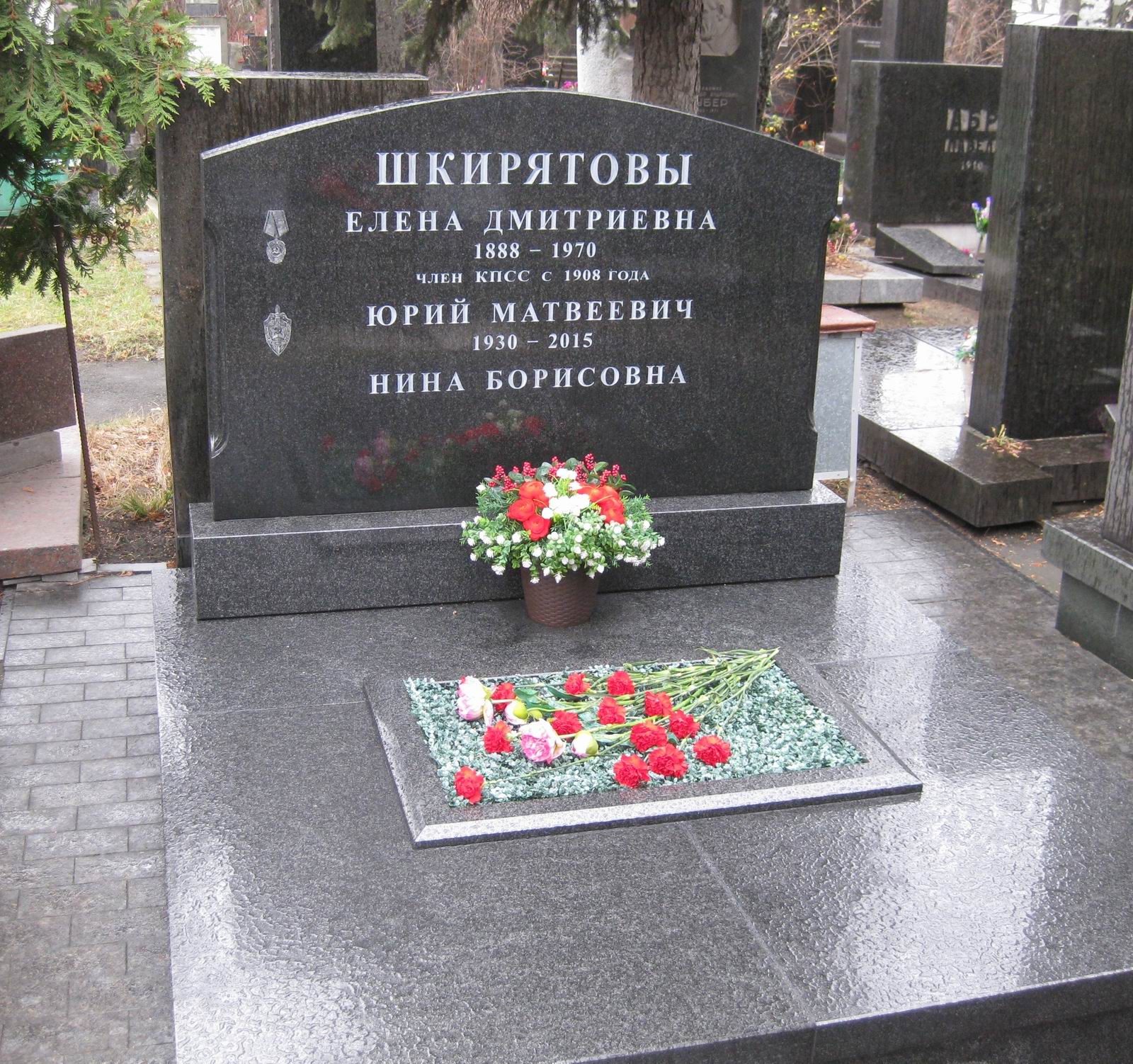 Памятник на могиле Шкирятовой Е.Д. (1888–1970), на Новодевичьем кладбище (7–11–10).