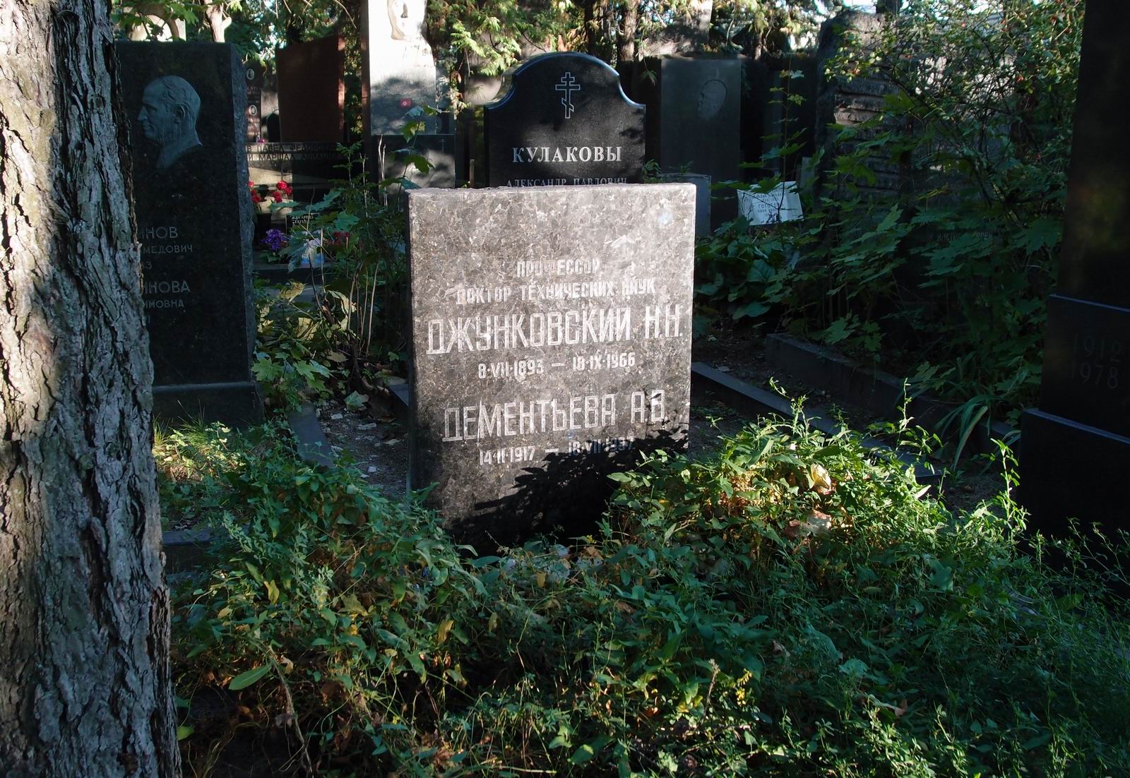 Памятник на могиле Джунковского Н.Н. (1893–1966), на Новодевичьем кладбище (8–36–2).