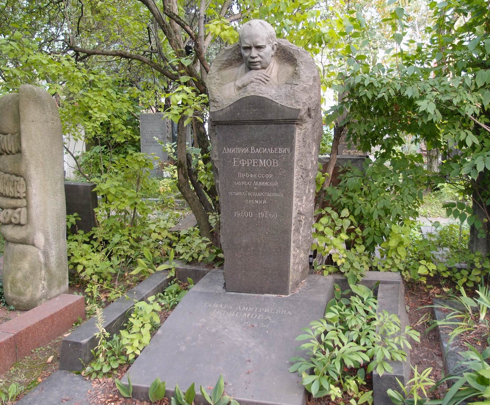 Памятник на могиле Ефремова Д.В. (1900–1960), на Новодевичьем кладбище (8–6–8).