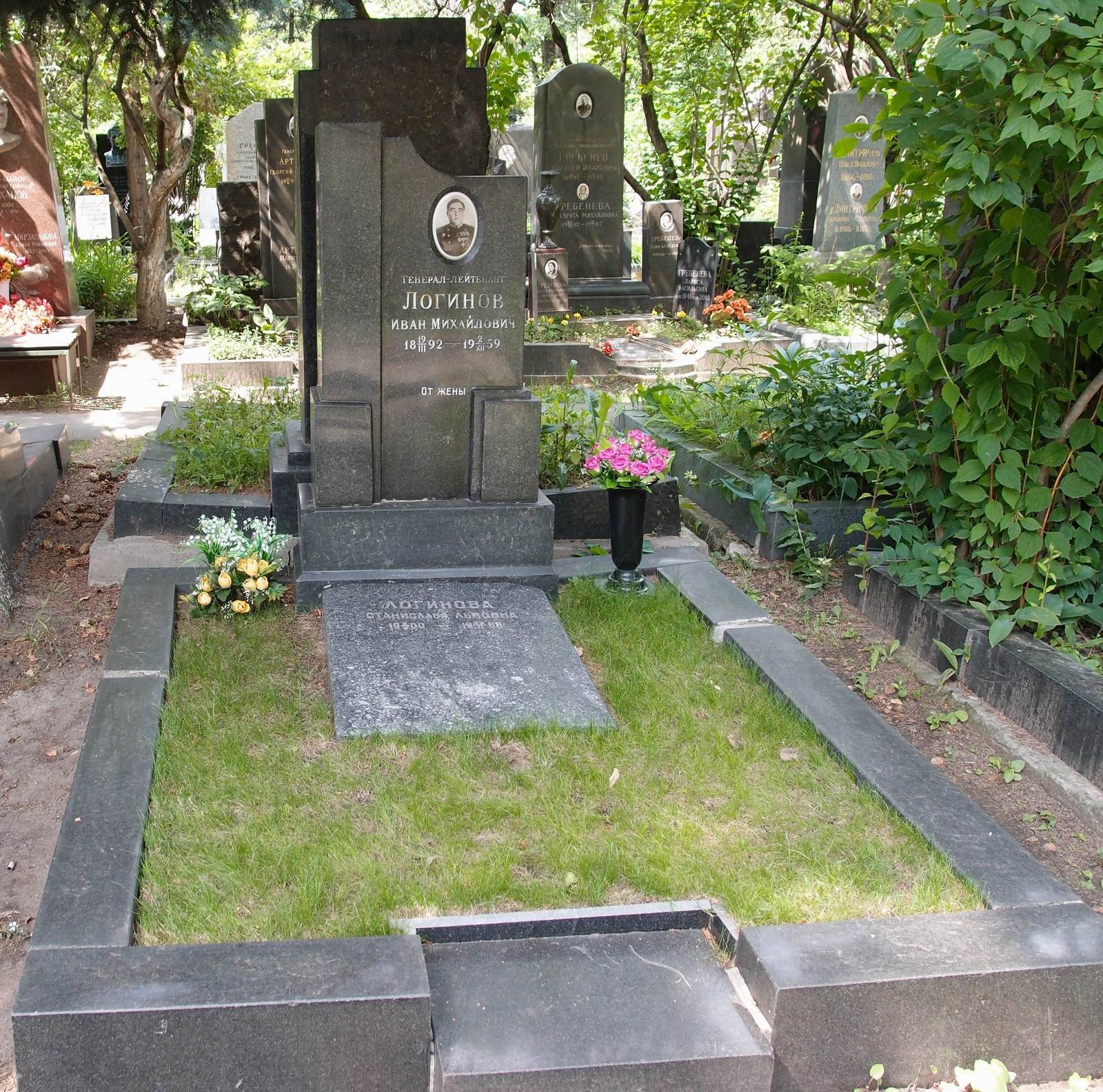 Памятник на могиле Логинова И.М. (1892–1959), на Новодевичьем кладбище (8–1–4).