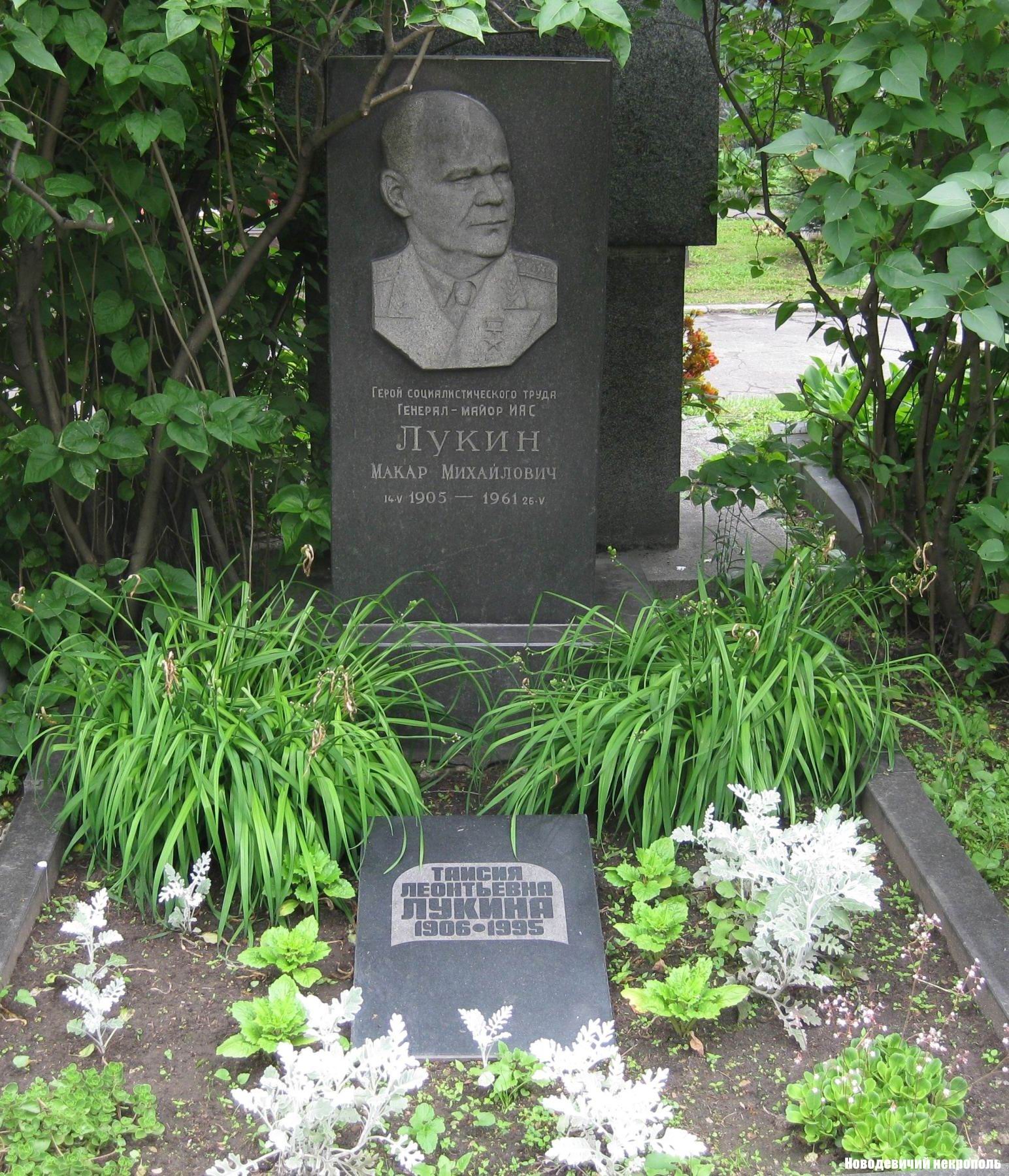 Памятник на могиле Лукина М.М. (1905–1961) на Новодевичьем кладбище (8–11–5).
