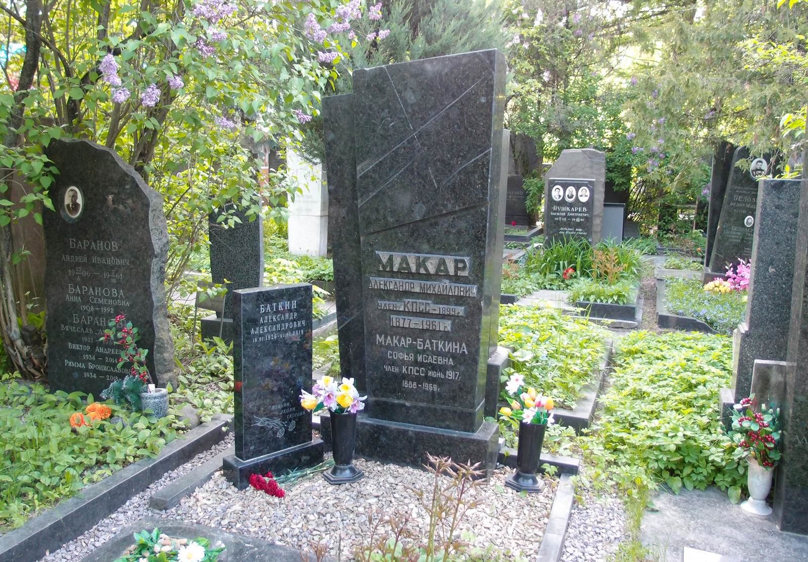 Памятник на могиле Макара А.М. (1877–1961), на Новодевичьем кладбище (8–12–7).