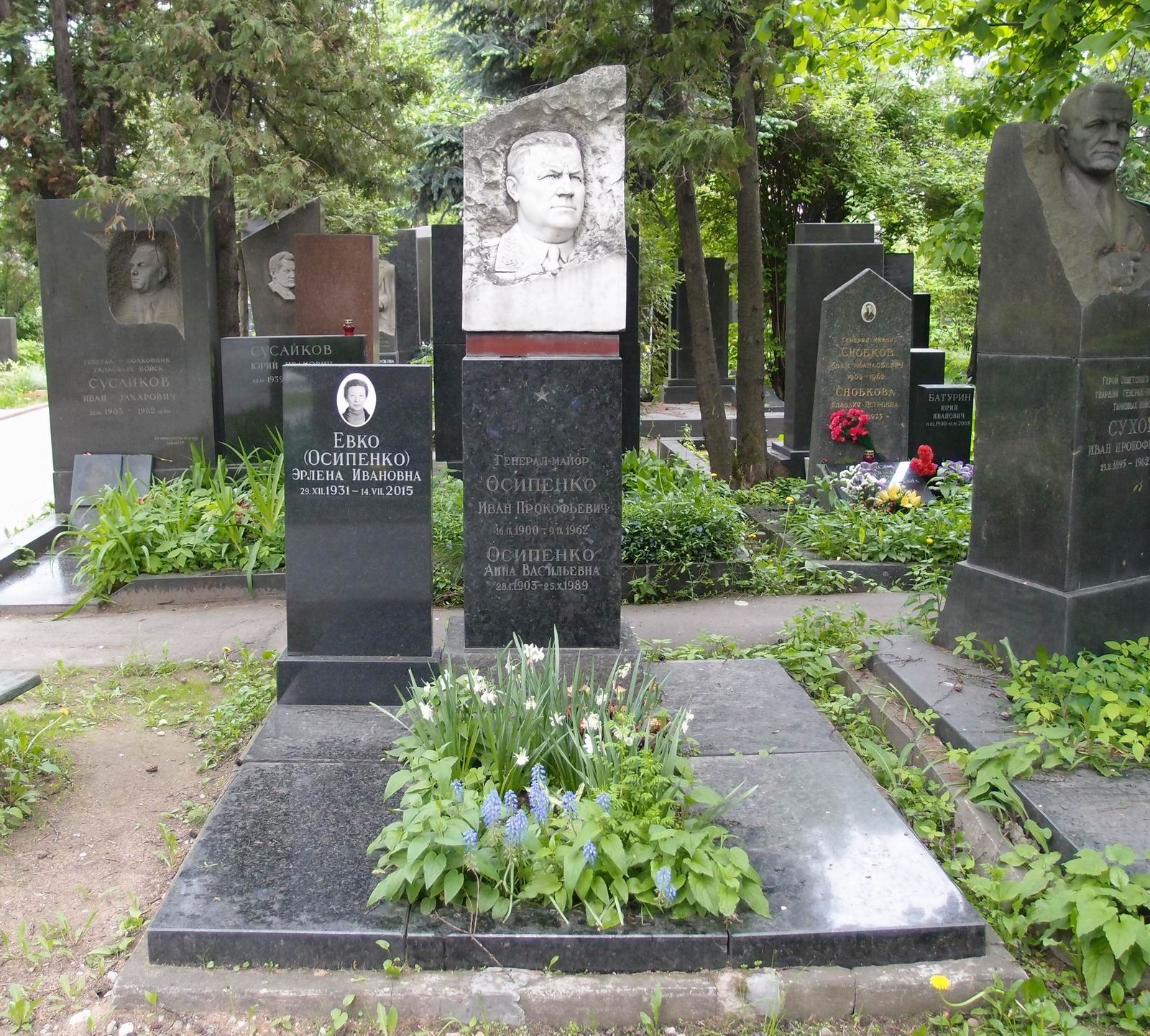 Памятник на могиле Осипенко И.П. (1900–1962), на Новодевичьем кладбище (8–18–1).