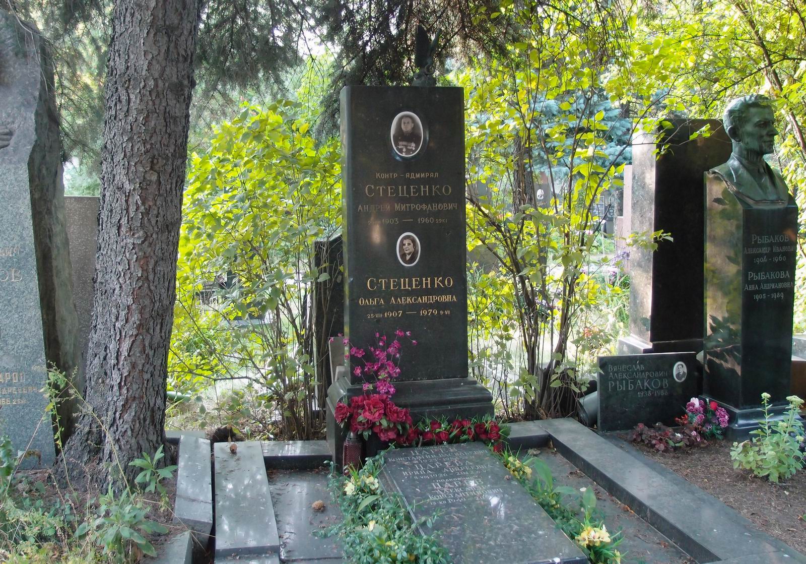 Памятник на могиле Стеценко А.М. (1903–1960), на Новодевичьем кладбище (8–7–6).