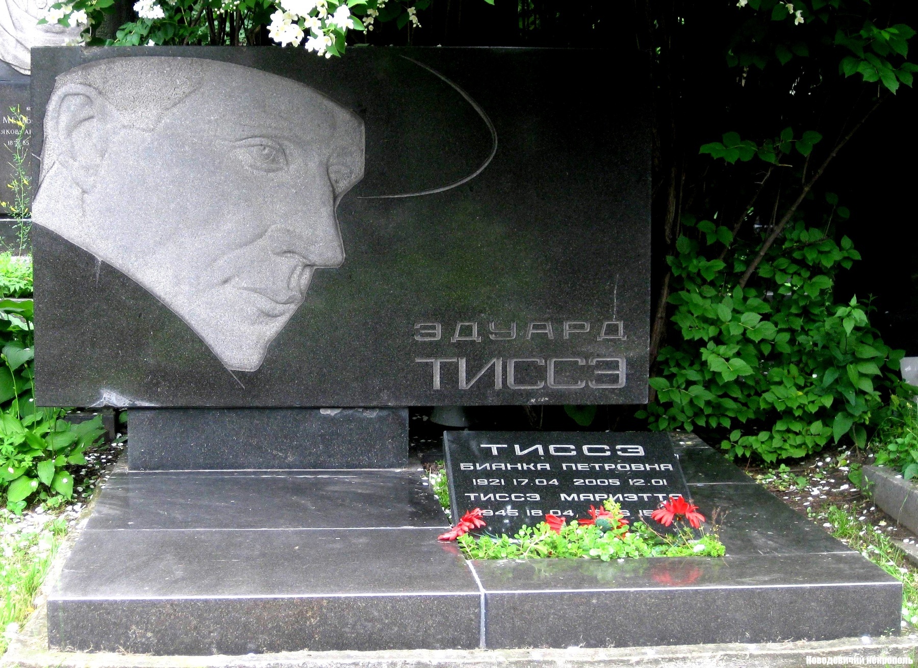 Памятник на могиле Тиссэ Э.К. (1897–1961), ск. Л.Кербель, арх. В.Датюк, на Новодевичьем кладбище (8–14–4).