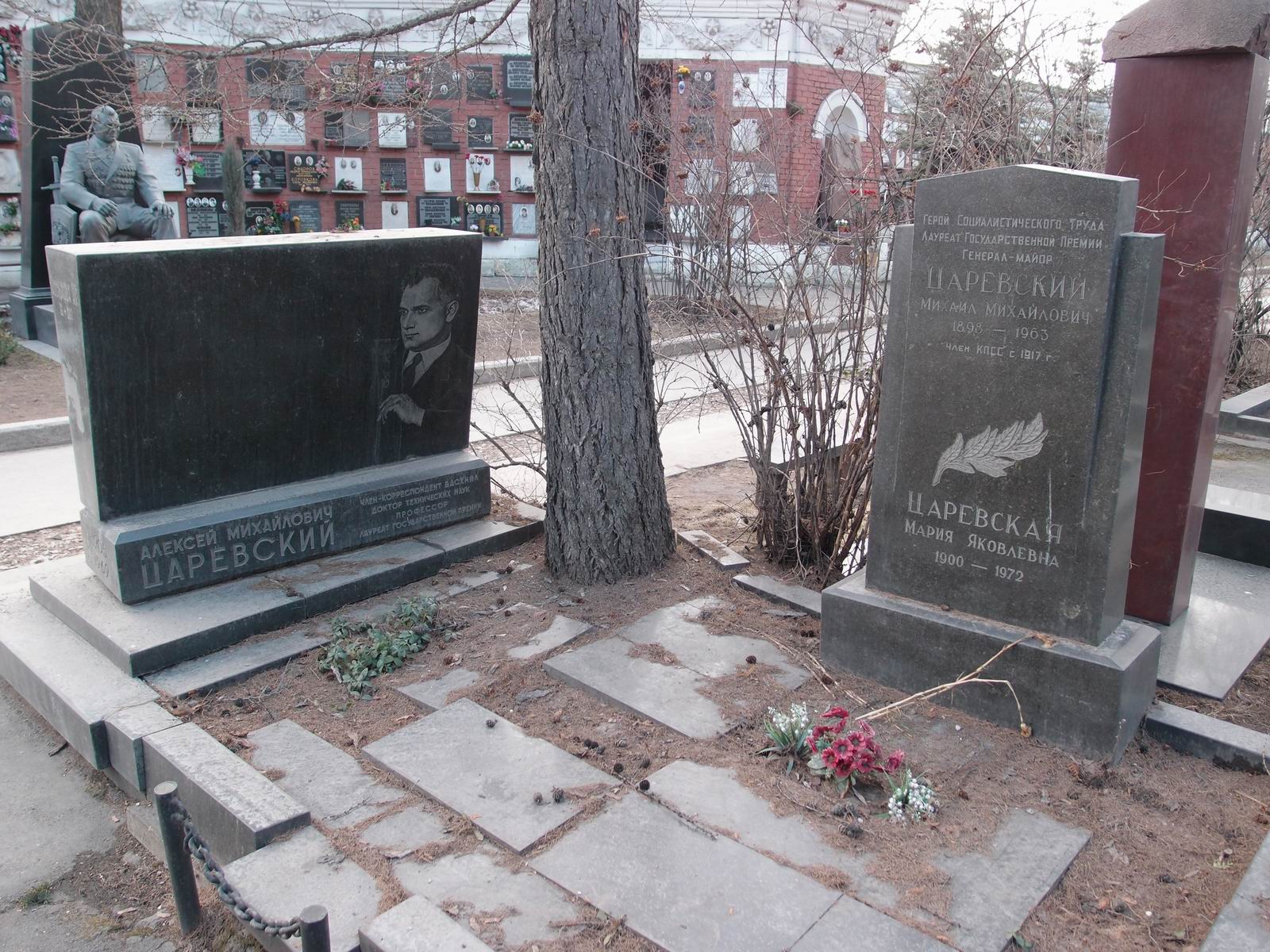 Памятник на могиле Царевского М.М. (1898–1963), на Новодевичьем кладбище (8–32–8).