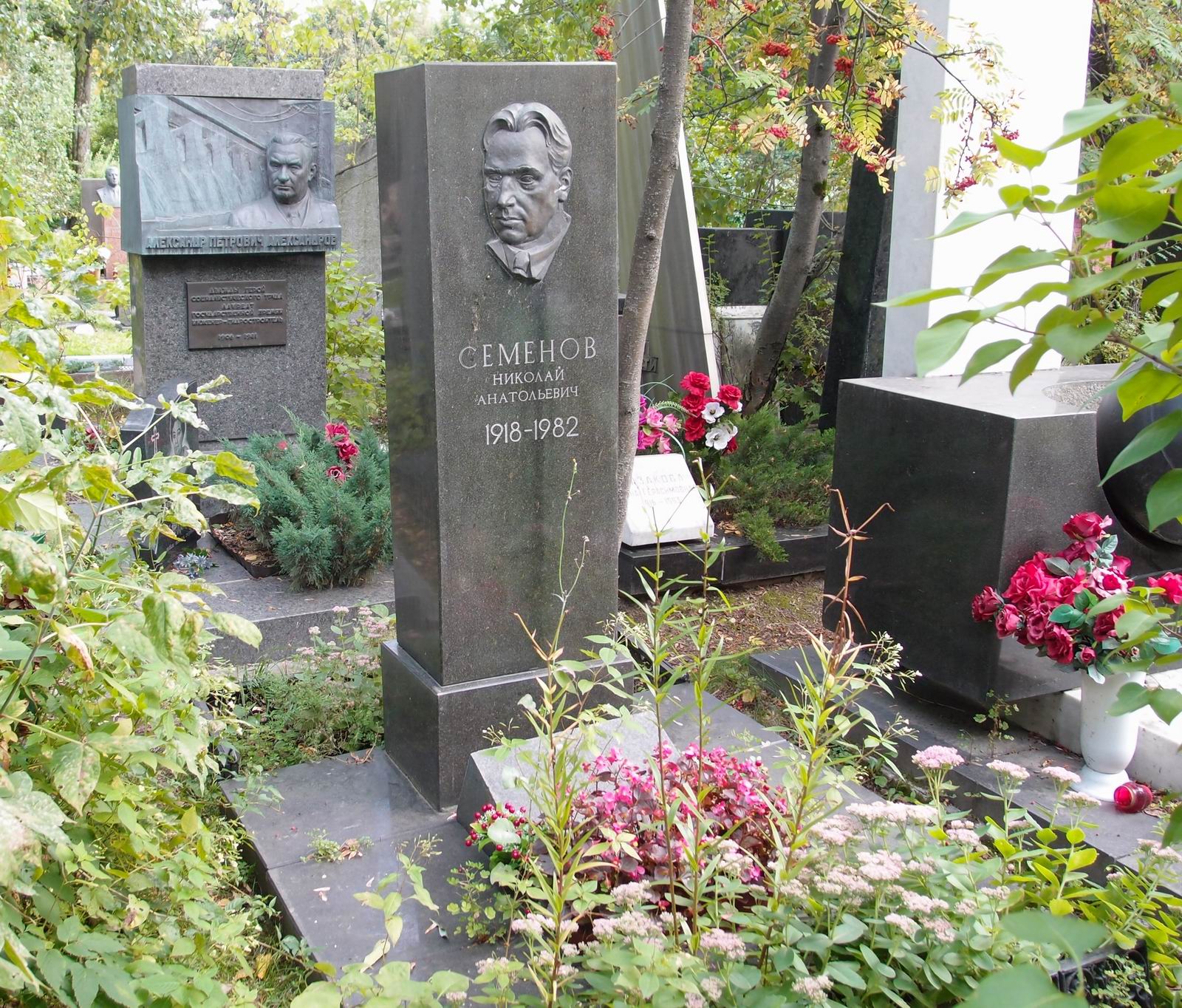 Памятник на могиле Семёнова Н.А. (1918–1982), на Новодевичьем кладбище (9–8–5).
