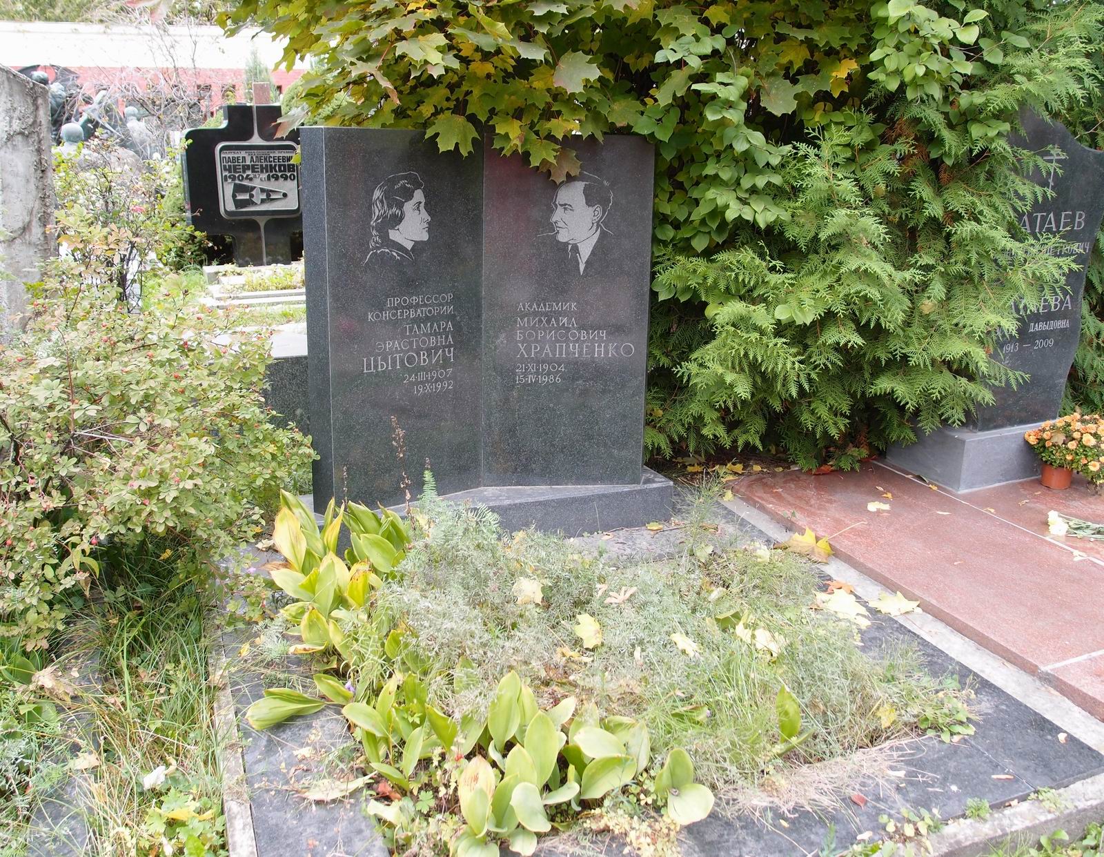Памятник на могиле Храпченко М.Б. (1904–1986), художник-гравёр В.Пинский, на Новодевичьем кладбище (10–3–17).