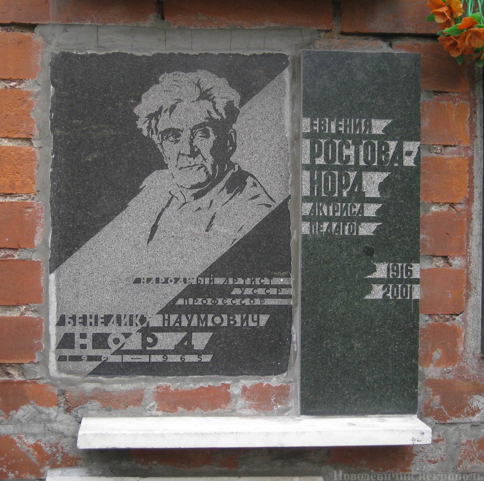 Плита на нише Норда Б.Н. (1901–1965), на Новодевичьем кладбище (колумбарий [127]–24–3).