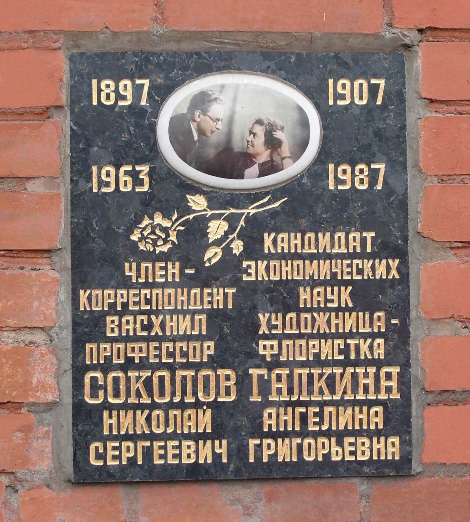 Плита на нише Соколова Н.С. (1897–1963), на Новодевичьем кладбище (колумбарий [118]–6–2).